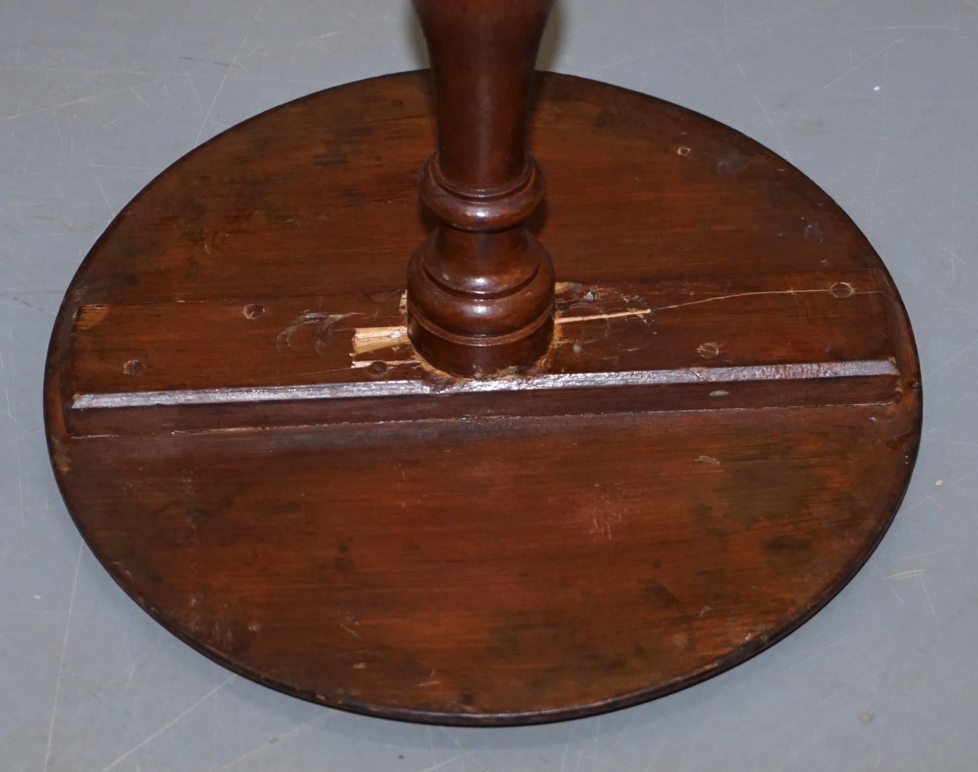 Large Edwardian Period English Solid Oak Side End Lamp Wine Occasional Table 4