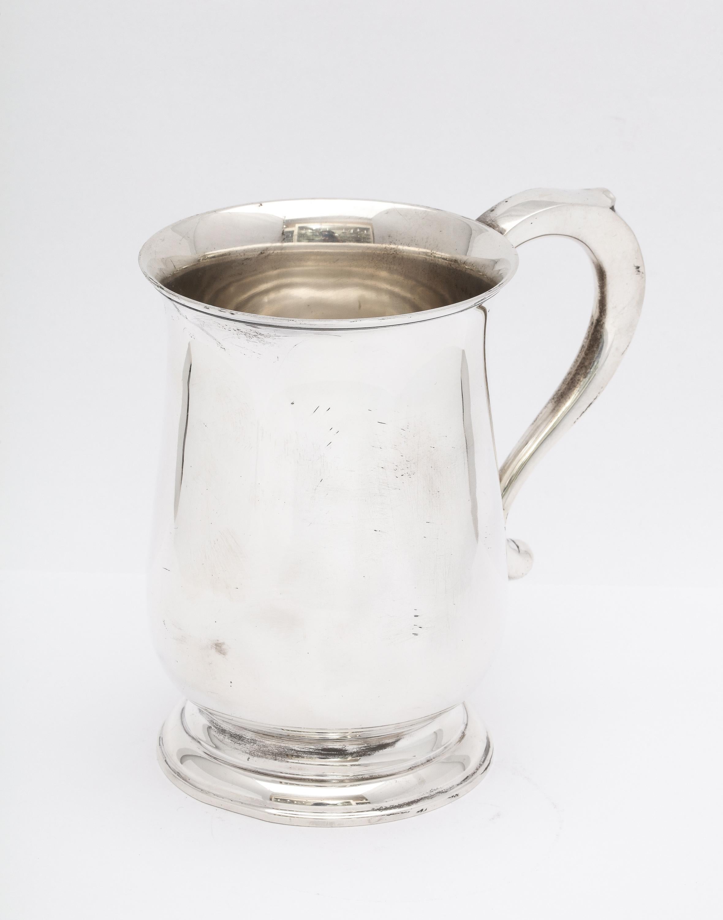 English Large Edwardian Period Sterling Silver George III Style Tankard