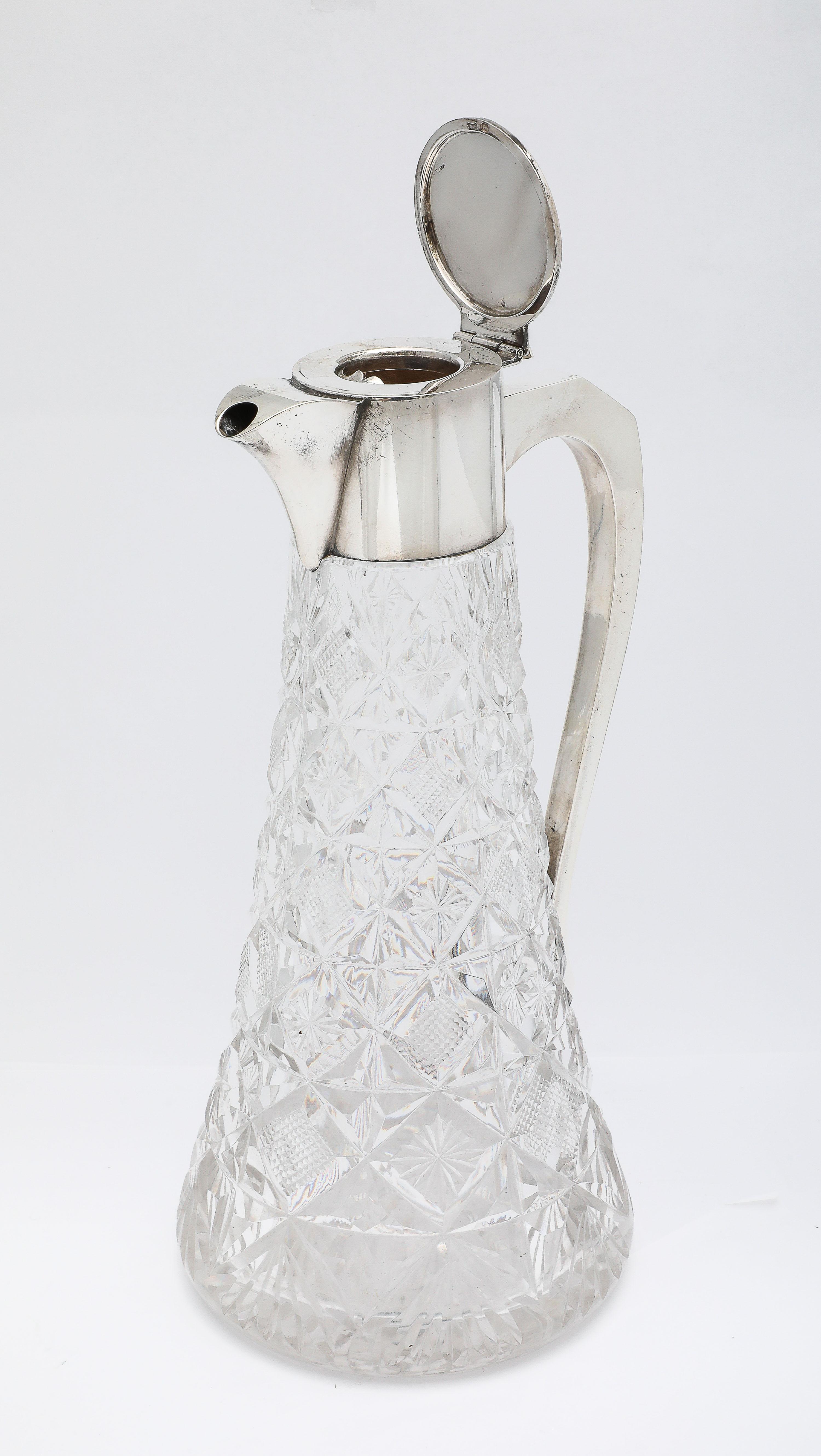 Large Edwardian Period Sterling Silver-Mounted Claret Jug For Sale 8