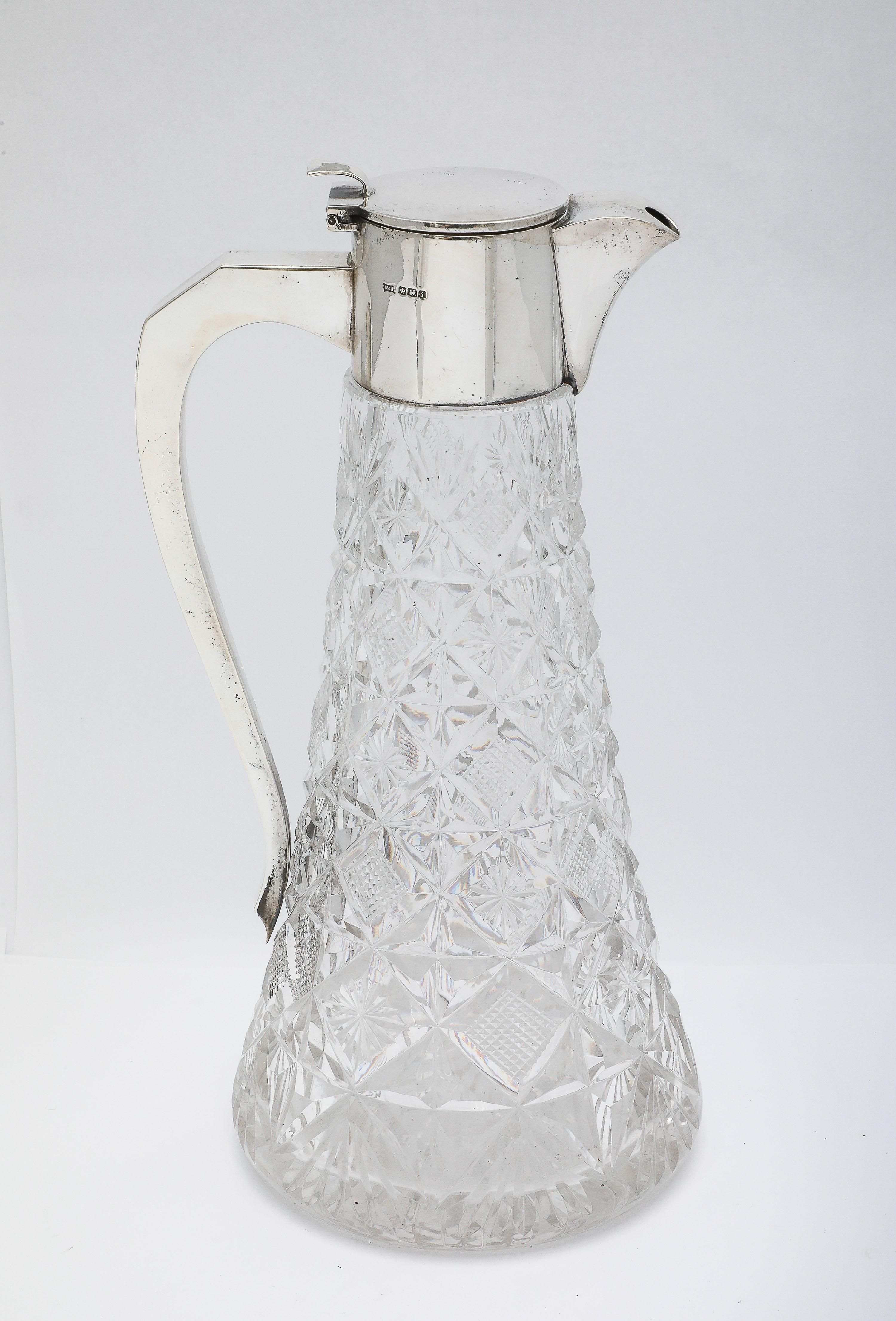 Large Edwardian Period Sterling Silver-Mounted Claret Jug For Sale 4