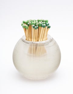 Large Edwardian Period Sterling Silver-Mounted Threaded Crystal Match Striker