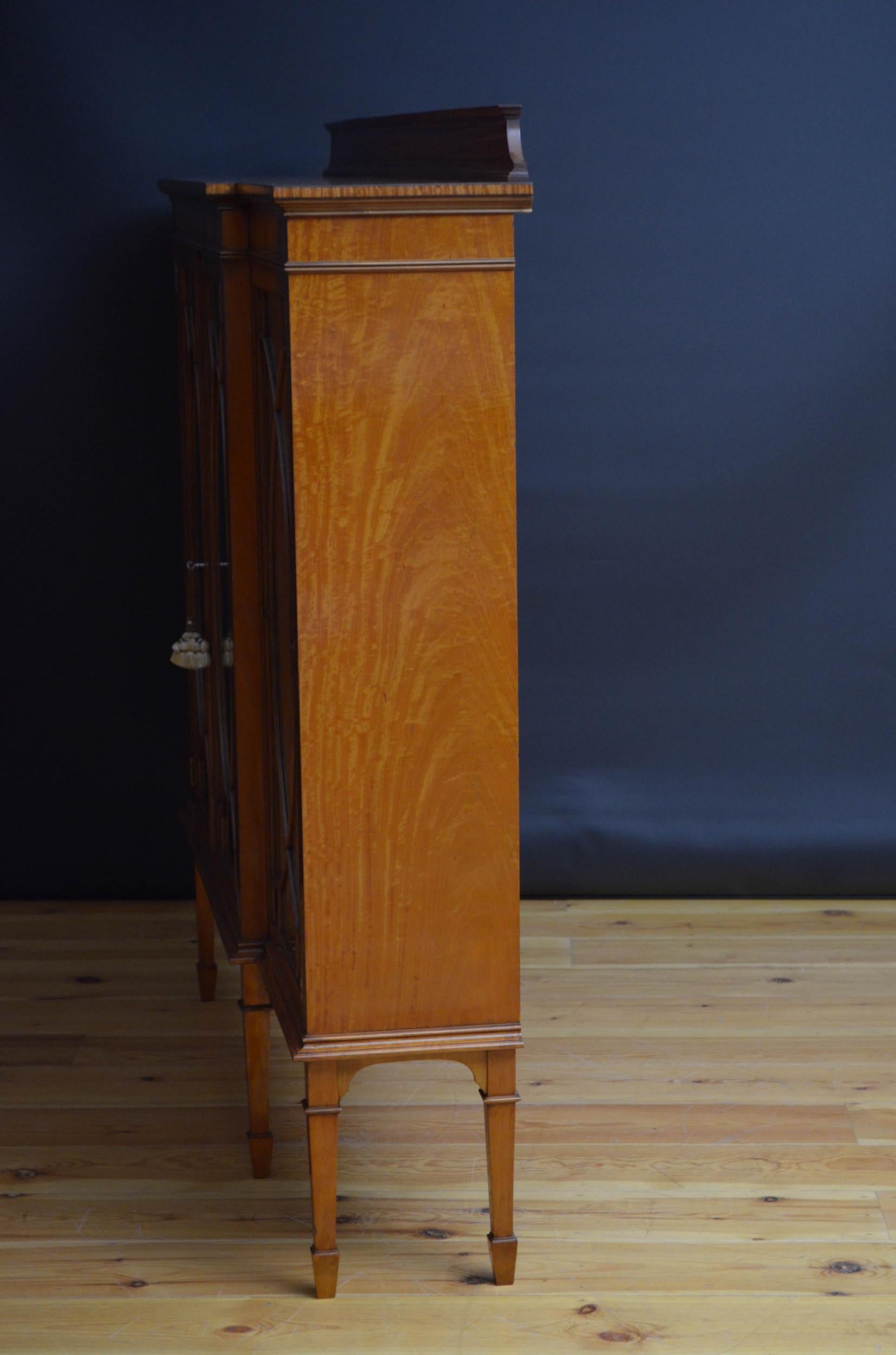 Large Edwardian Satinwood Display Cabinet Bookcase 14