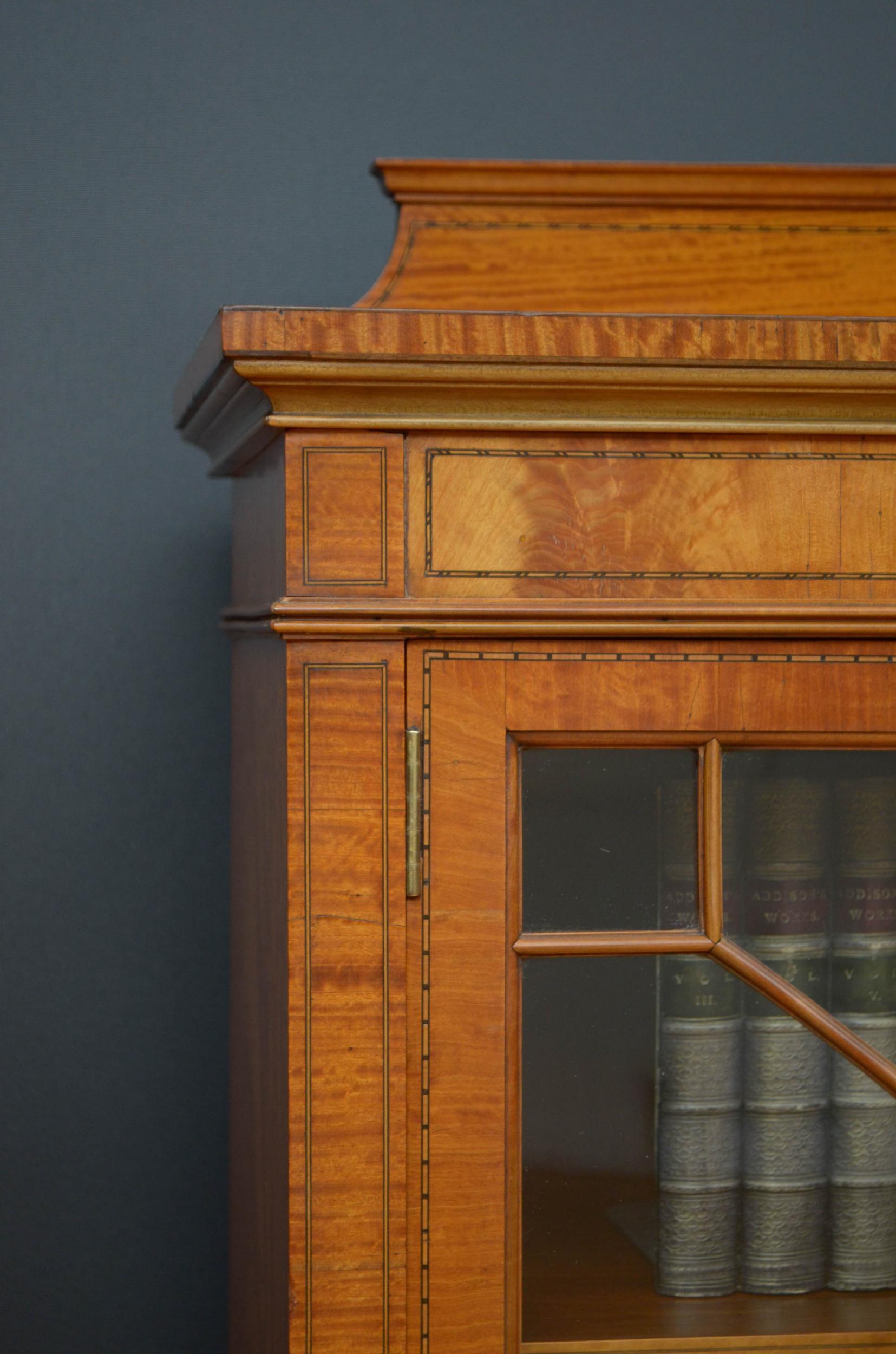 Large Edwardian Satinwood Display Cabinet Bookcase 3