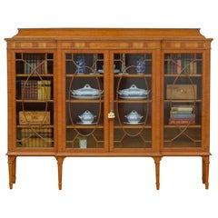 Large Edwardian Satinwood Display Cabinet Bookcase