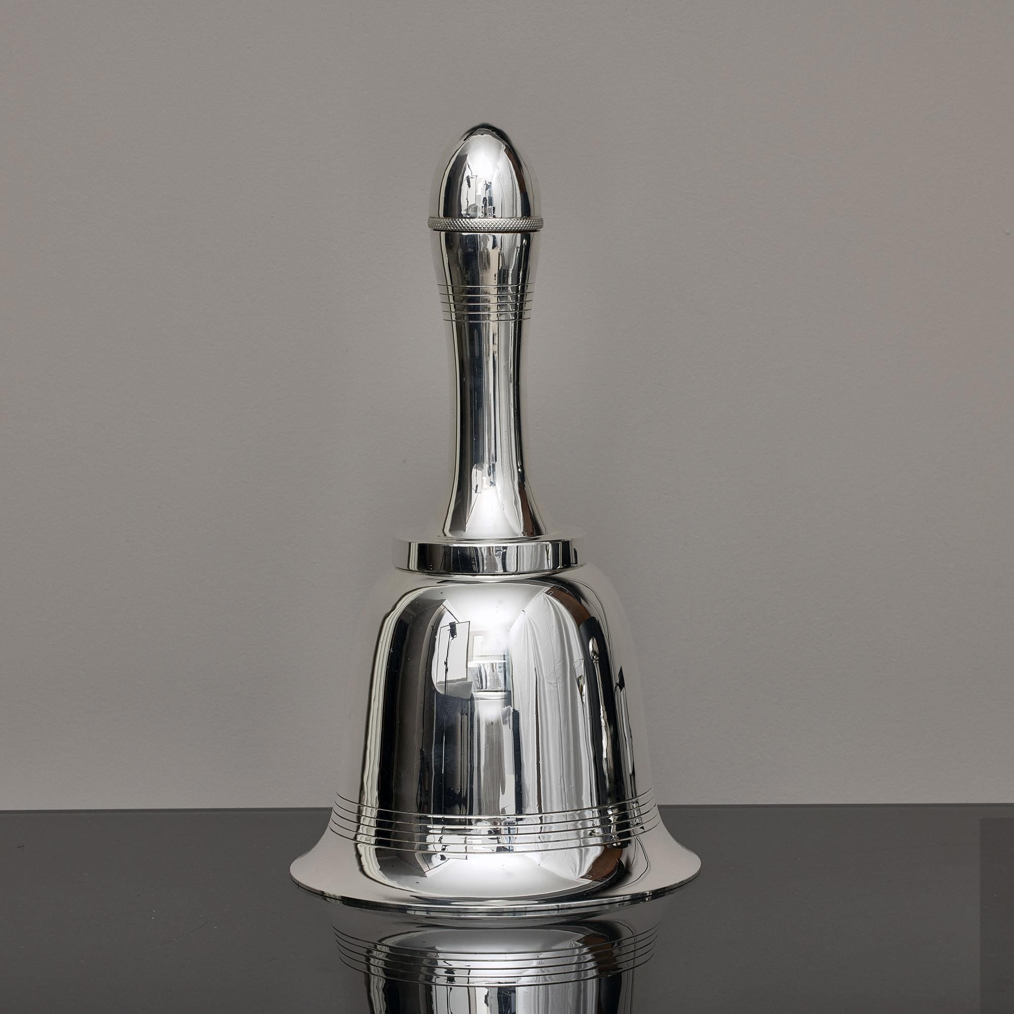 British Bell-shaped silver-plated cocktail shaker For Sale