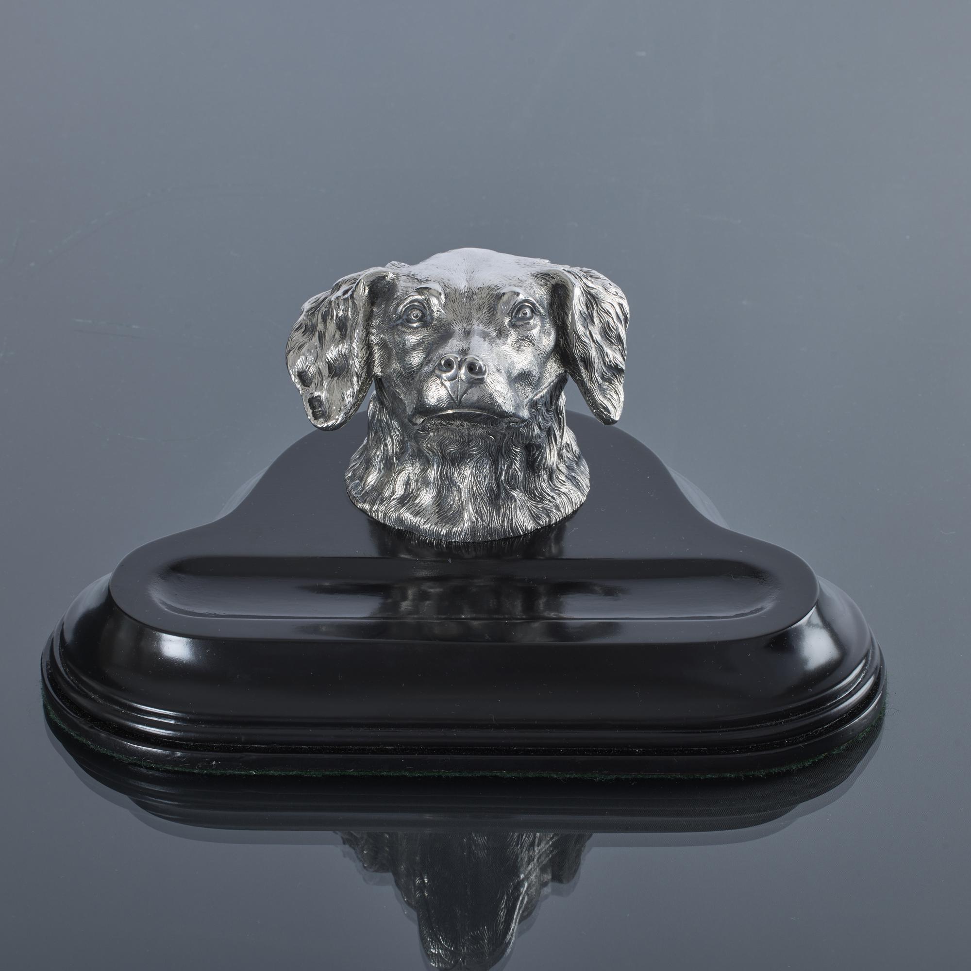 Large Edwardian silver dog inkstand In Good Condition For Sale In London, GB