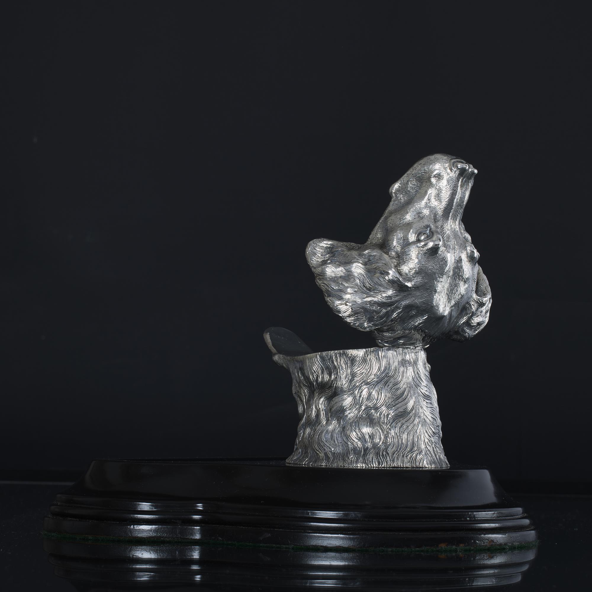Large Edwardian silver dog inkstand For Sale 1