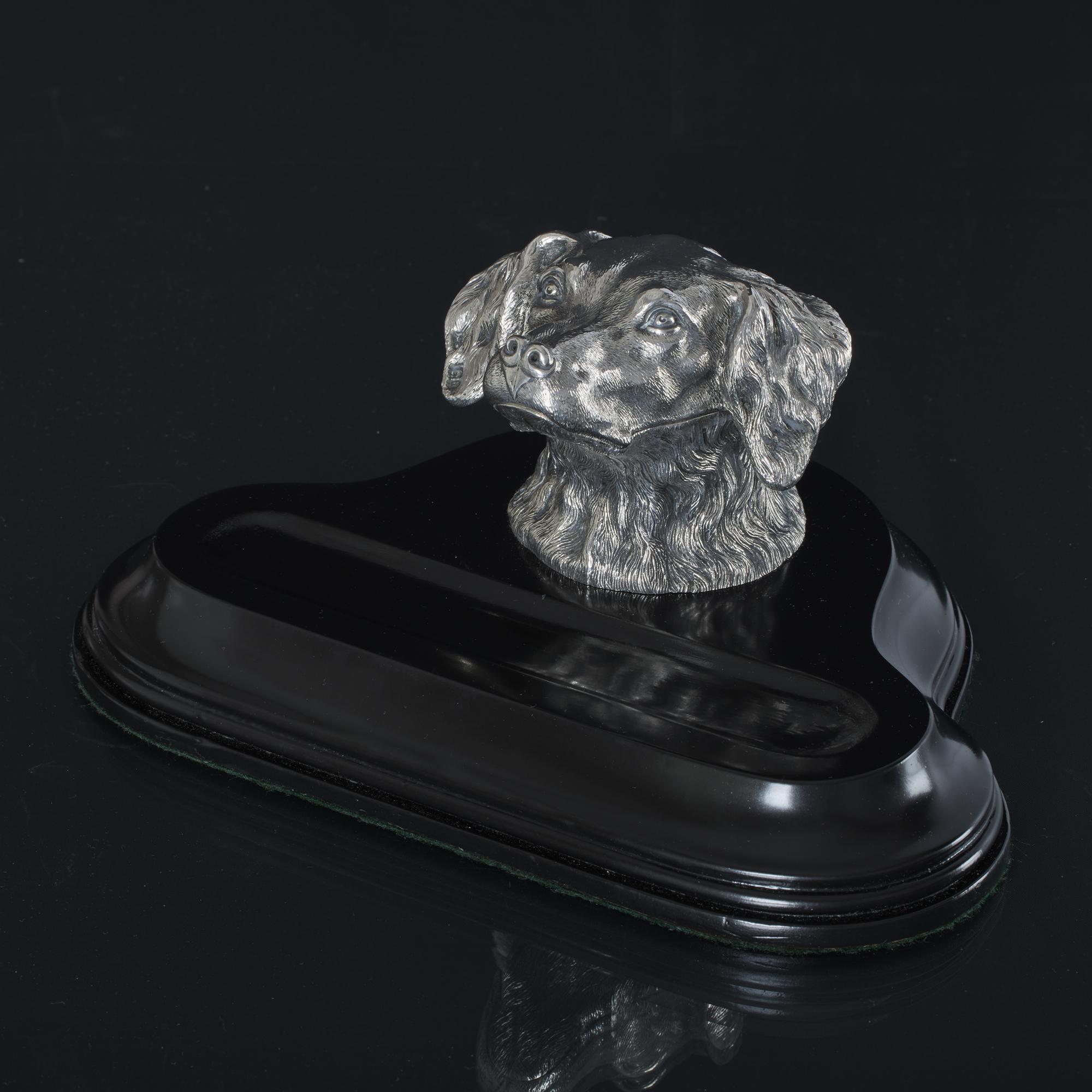 Large Edwardian silver dog inkstand For Sale 2