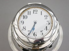 Large Edwardian Silver Mounted Double Watch Capstan Inkwell, London, 1905