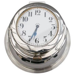 Antique Large Edwardian Silver Mounted Double Watch Capstan Inkwell, London, 1905