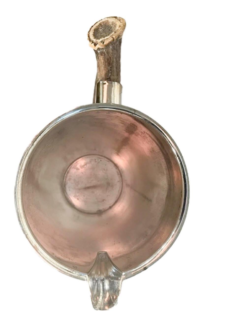 Anglais Grand pichet à eau édouardien en métal argenté avec poignée en bois de cervidé de P.H. le Vogel & Co. en vente