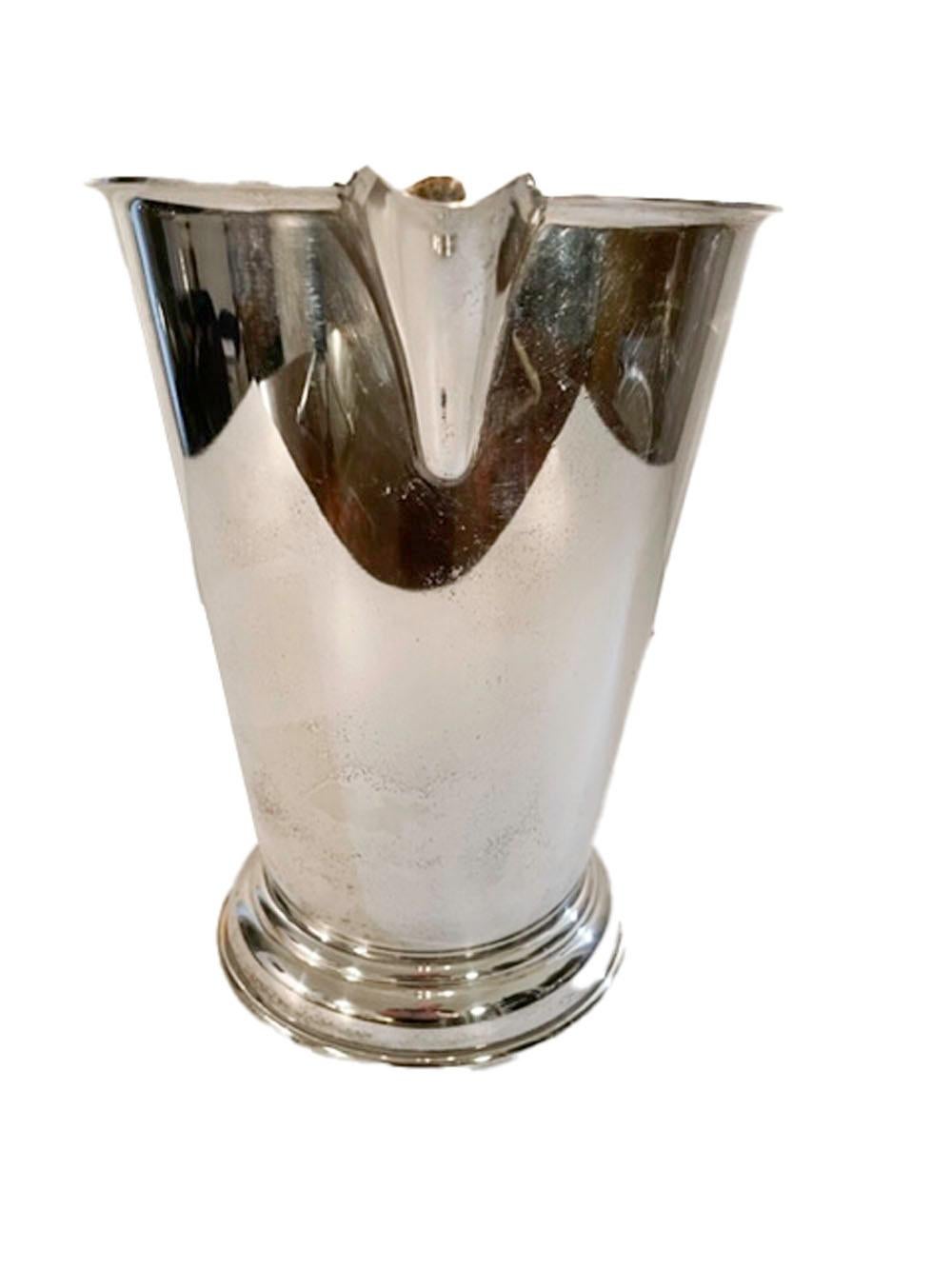 20th Century Large Edwardian Silver Plate Water Pitcher w/Antler Handle by P.H. Vogel & Co. For Sale