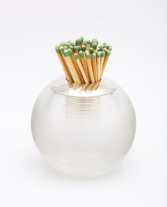 Large, Edwardian, Sterling Silver-Mounted Threaded Crystal Match Striker-Asprey