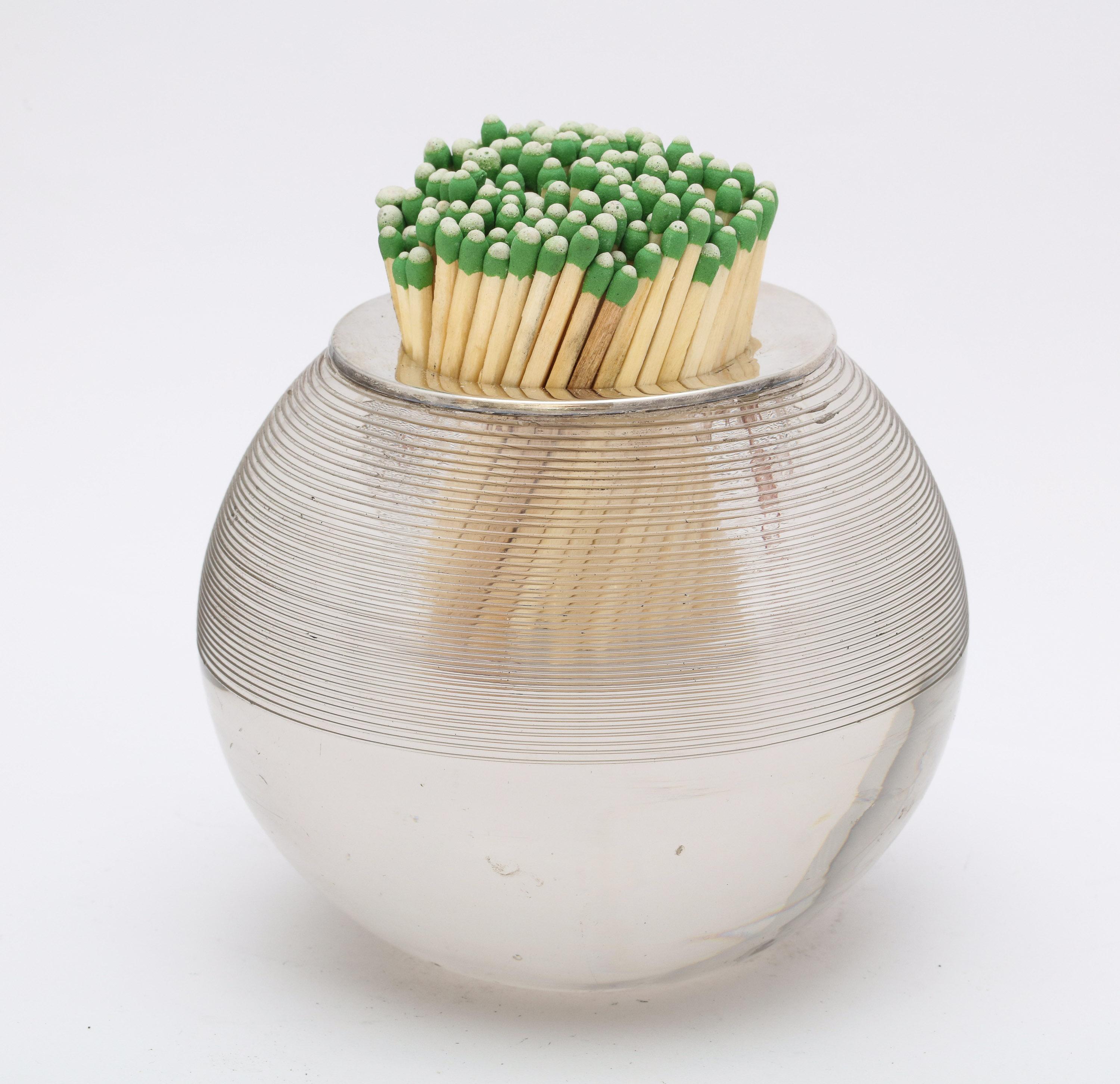 Large Edwardian Sterling Silver-Mounted Threaded Crystal Match Striker 9