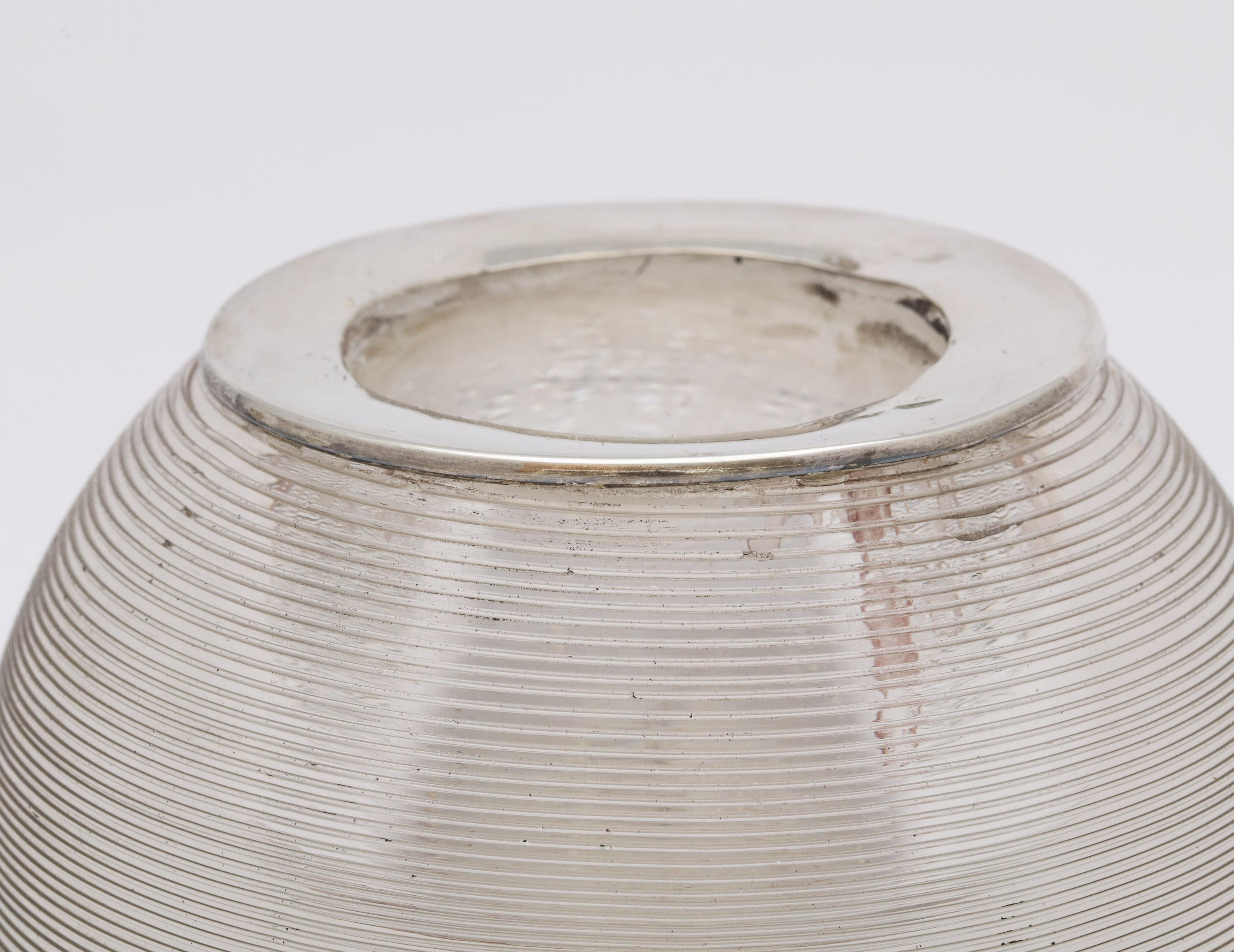 Large Edwardian Sterling Silver-Mounted Threaded Crystal Match Striker 1