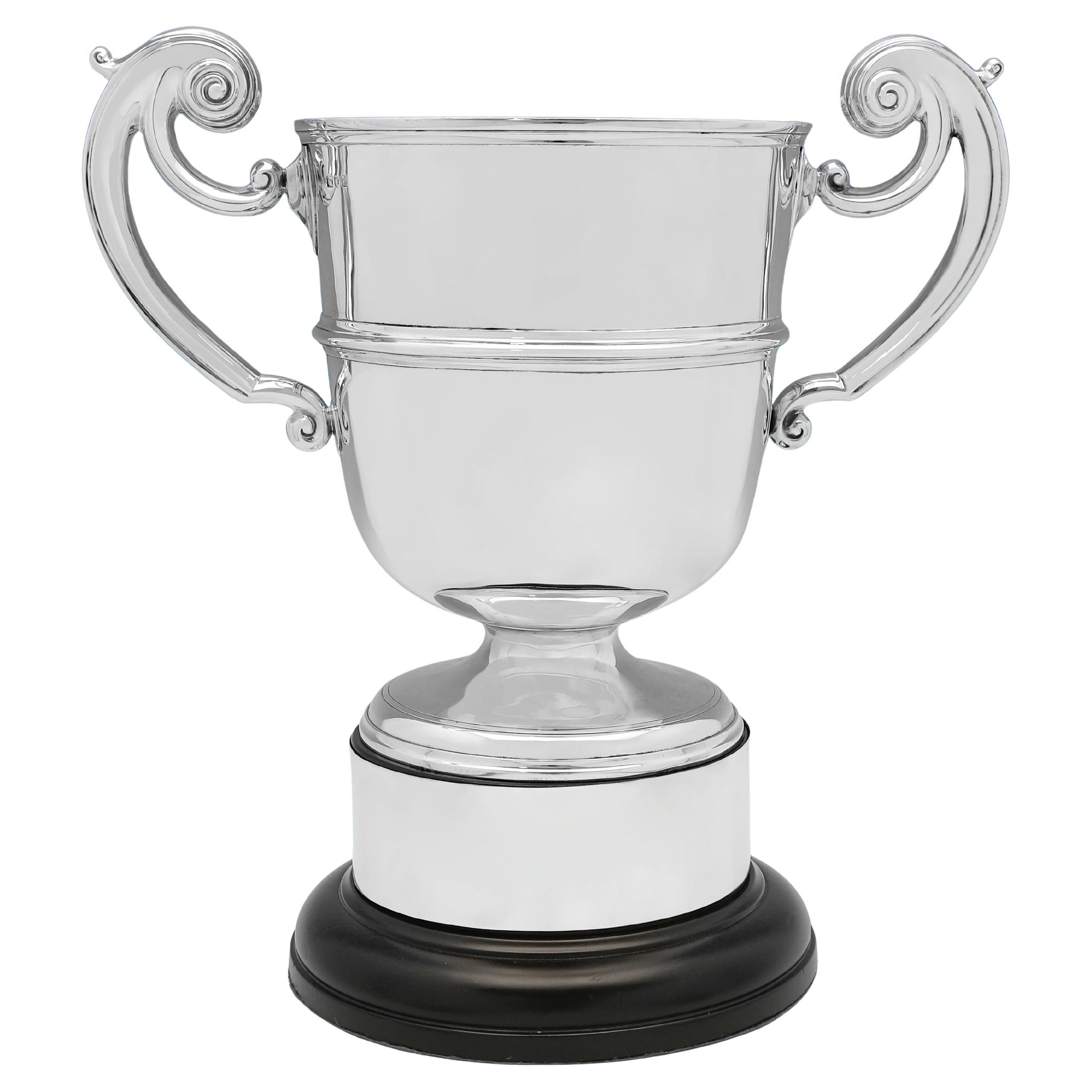 Large Edwardian sterling silver trophy on original plinth made in London in 1901