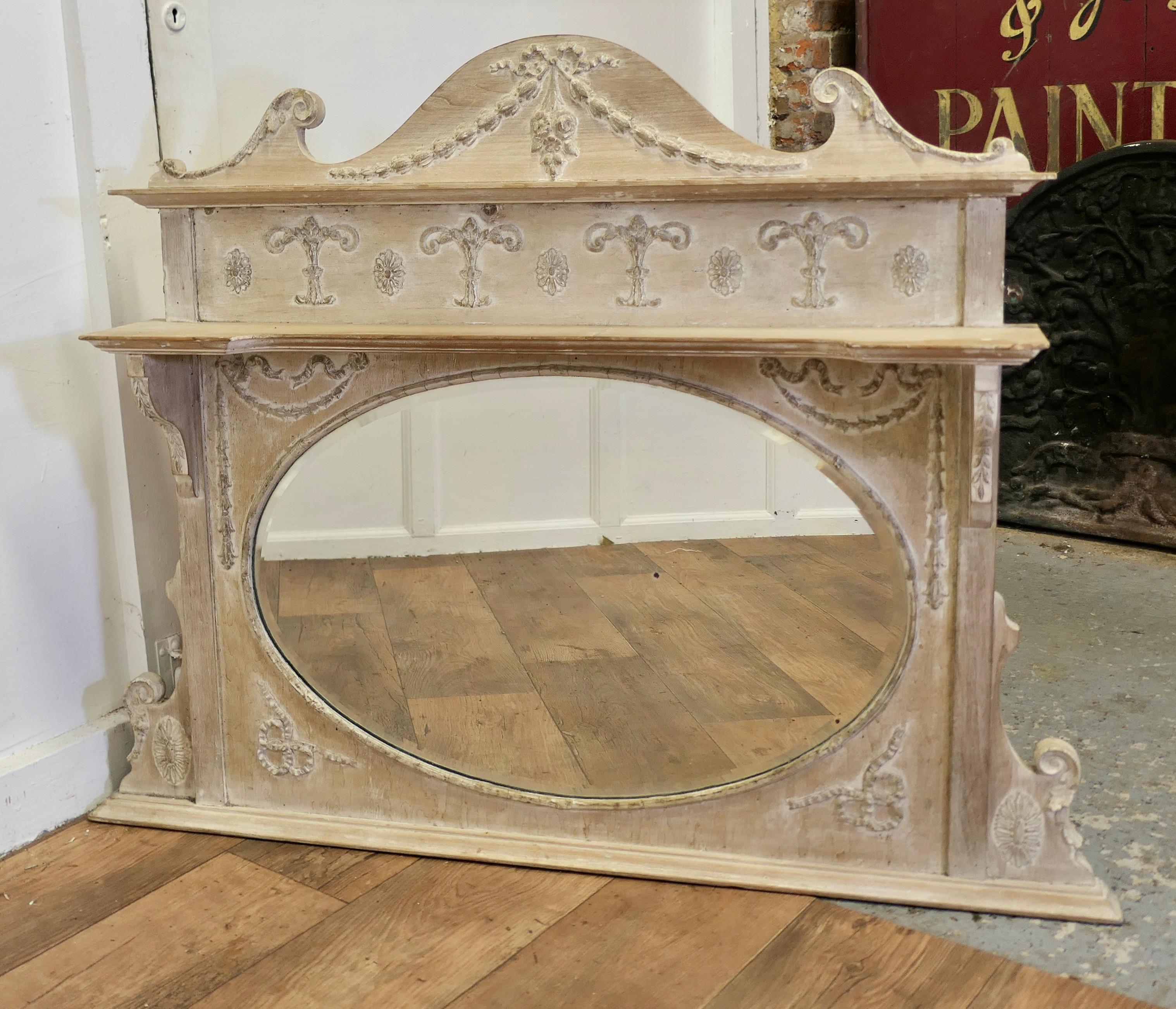 Large Edwardian Stripped Pine Overmantel  In Good Condition For Sale In Chillerton, Isle of Wight