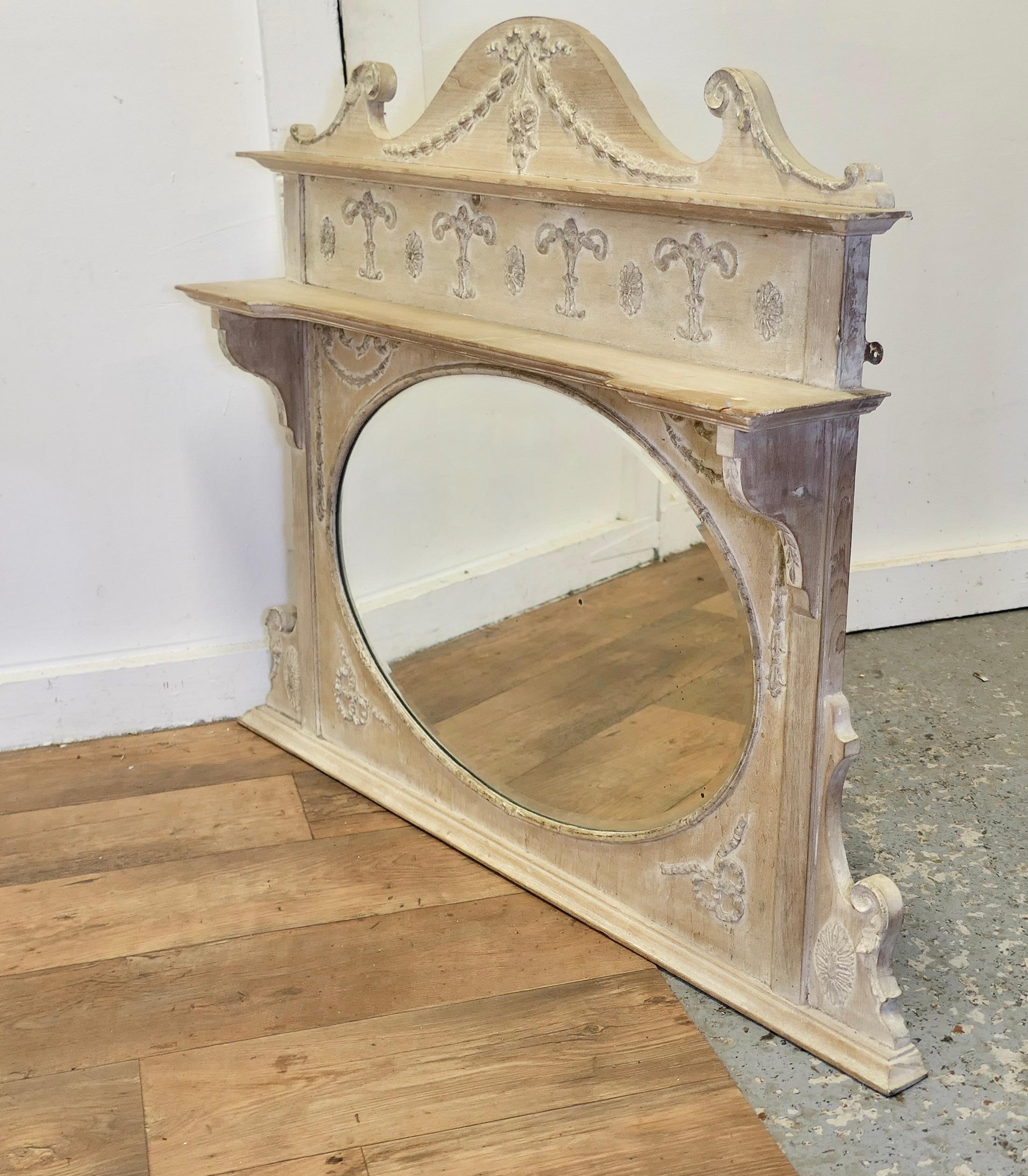 Large Edwardian Stripped Pine Overmantel  For Sale 2