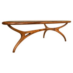 Large “Egg” Coffee Table in Caviúna Wood & Glass, Giuseppe Scapinelli, Brazil