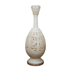 Large Egyptian Carved Alabaster Urn