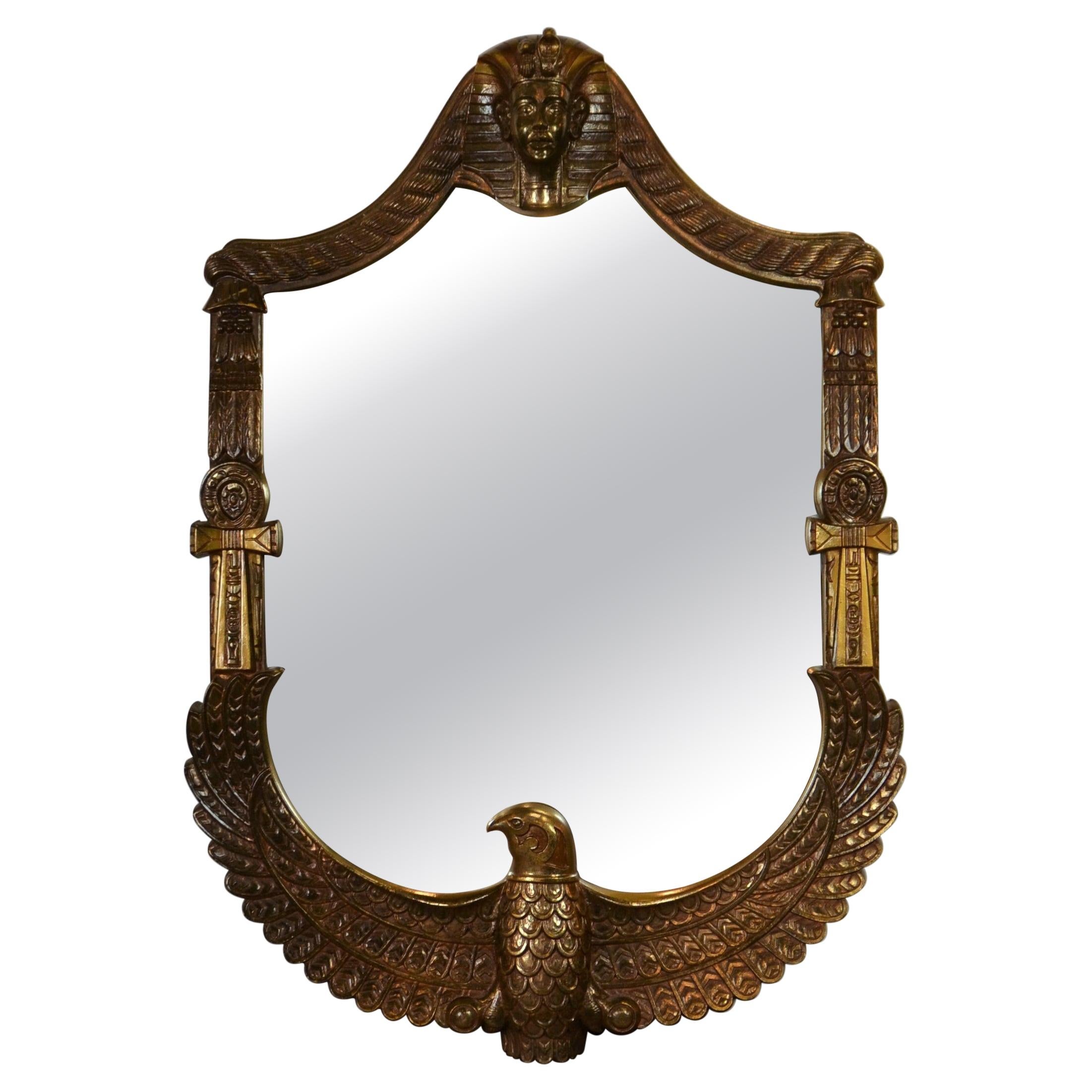 Large Egyptian Classical Style Gilt Wall Mirror