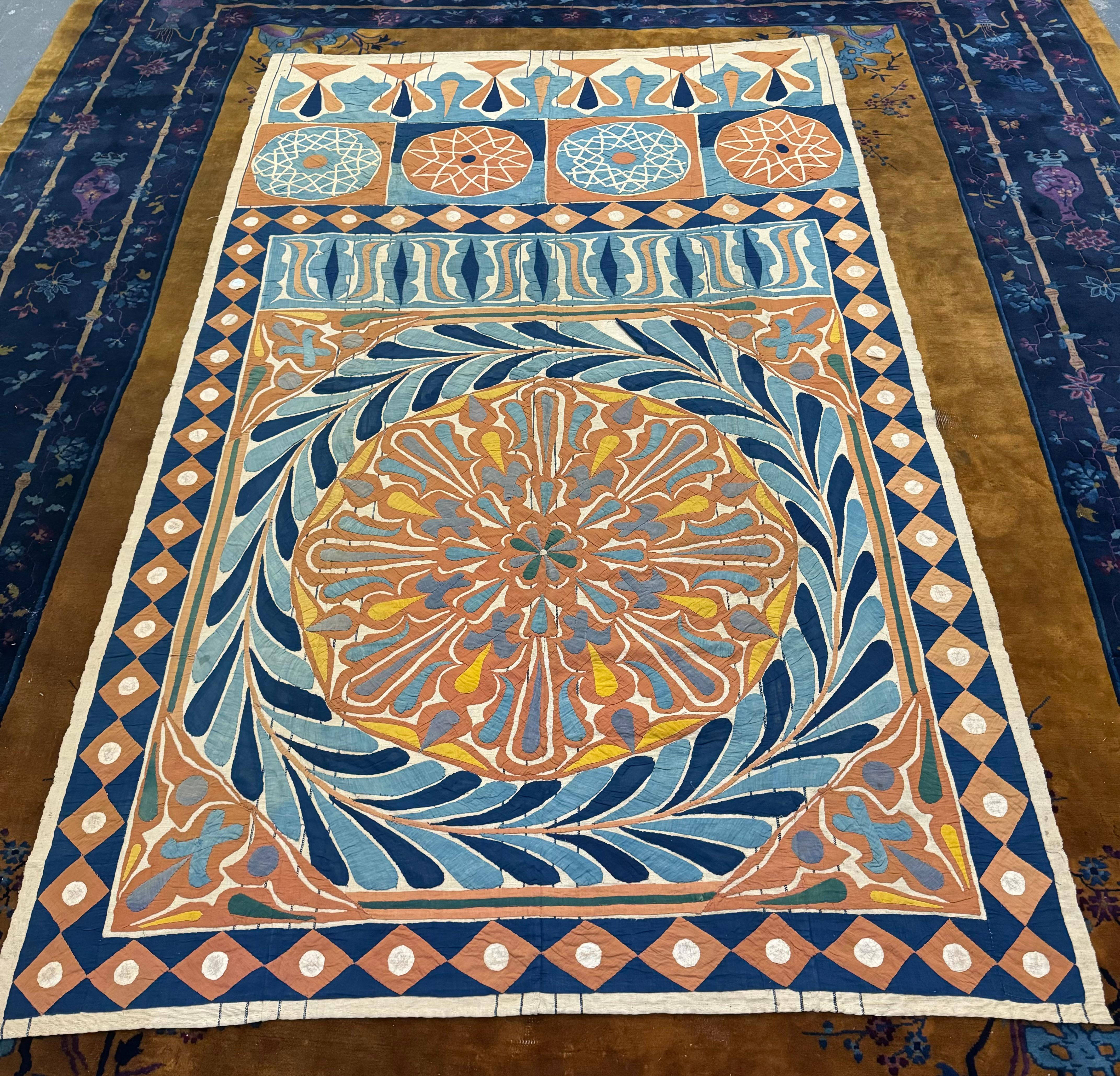 Large Egyptian cotton applique Tent Panel / Khayamiya, early 20th century 3