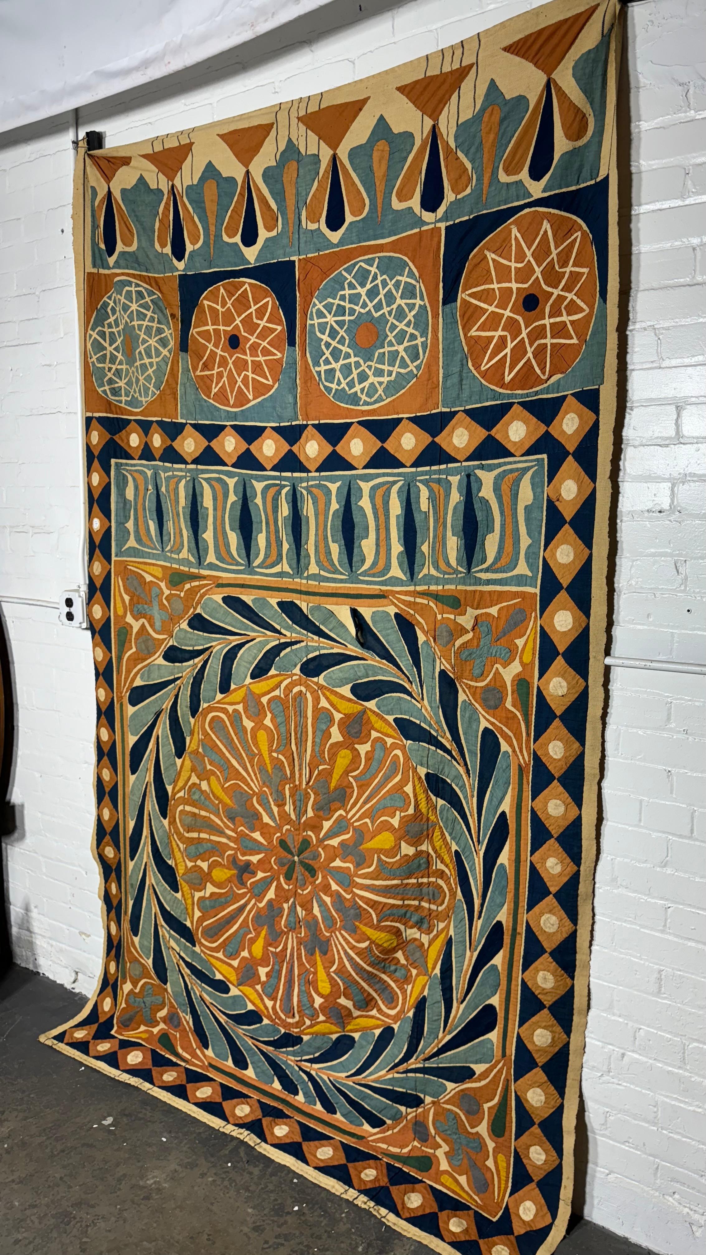 Arts and Crafts Large Egyptian cotton applique Tent Panel / Khayamiya, early 20th century