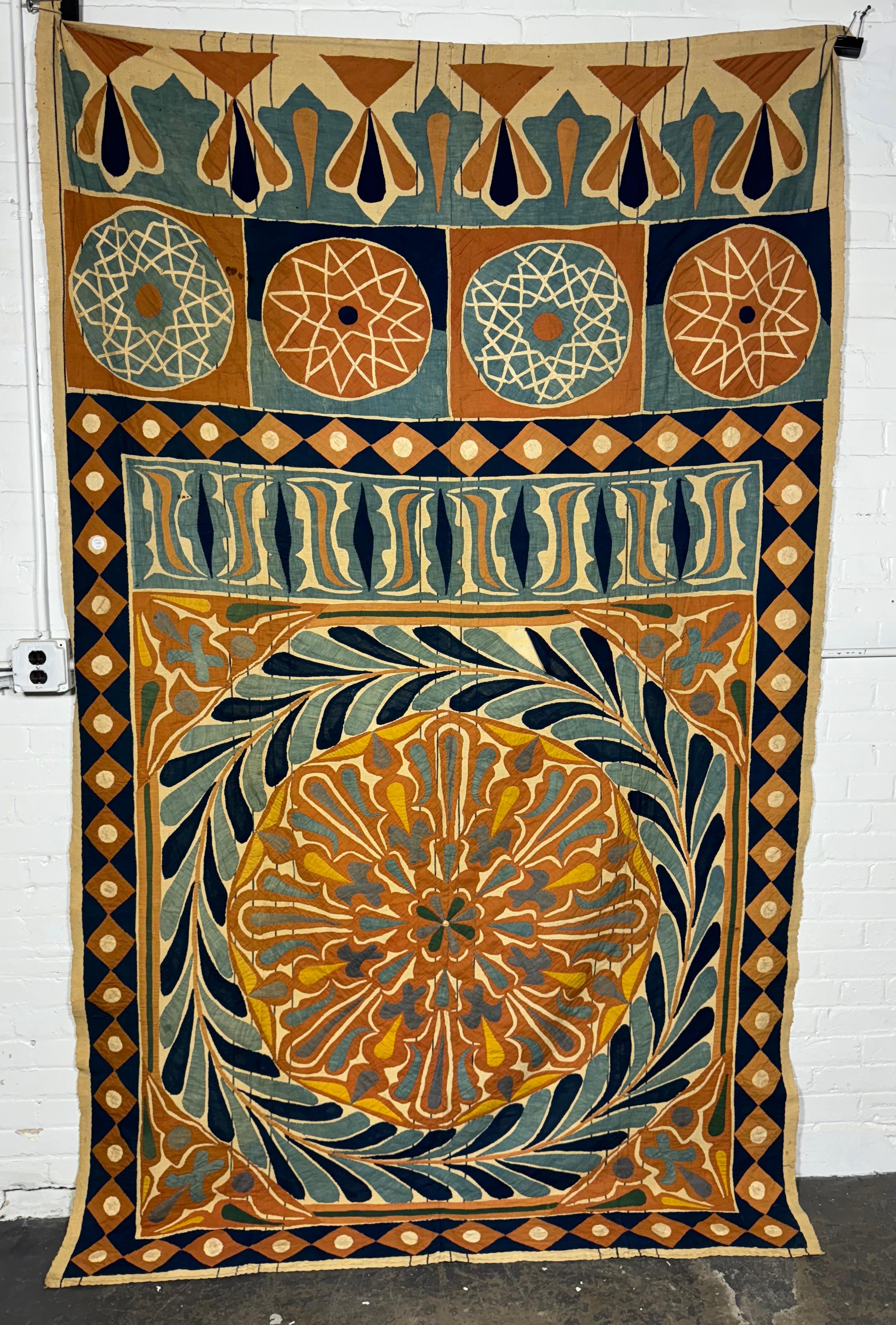 Large Egyptian cotton applique Tent Panel / Khayamiya, early 20th century 1