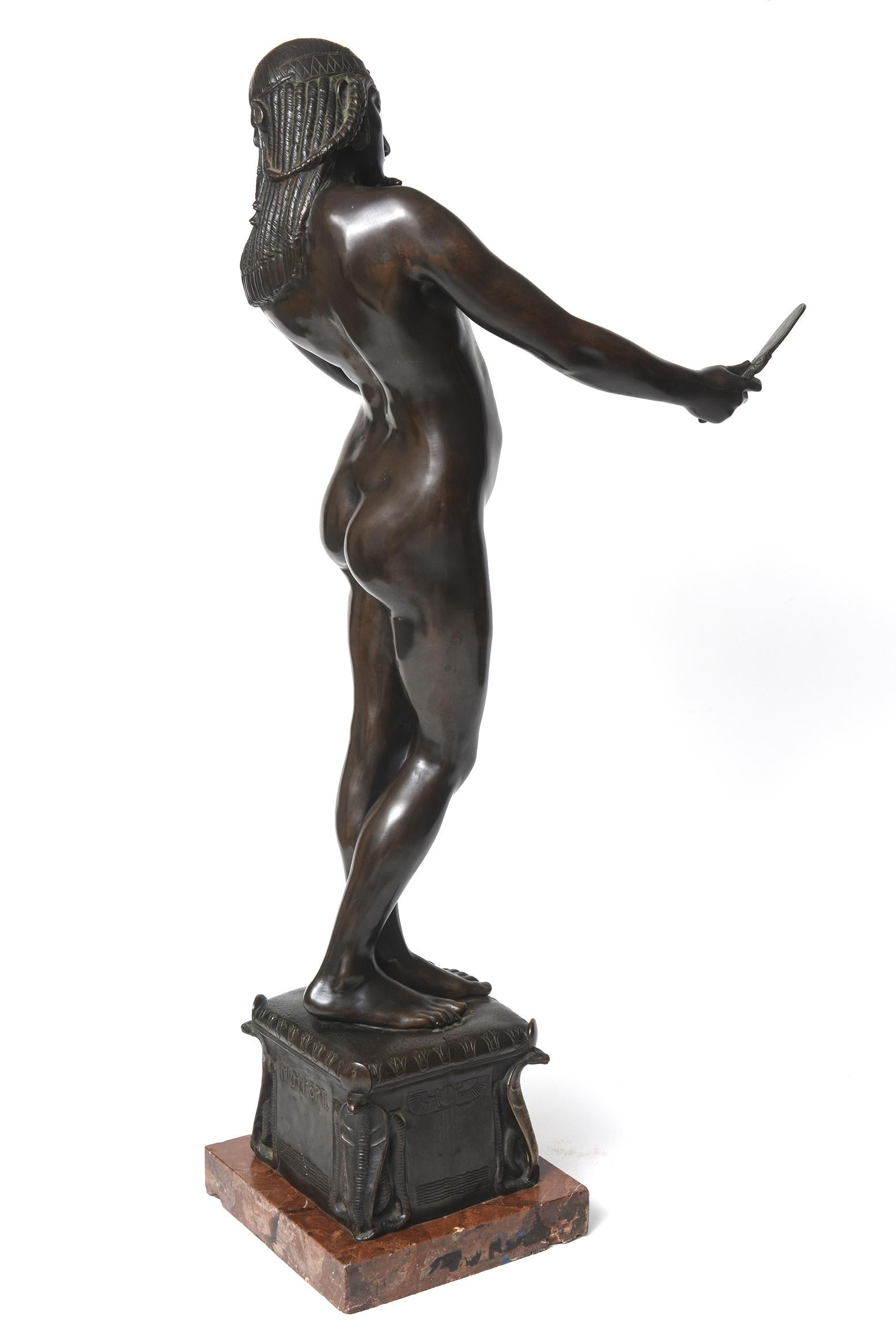 Large Egyptian Nude Woman Bronze Sculpture of Cleopatra by Michael Mörtl 1