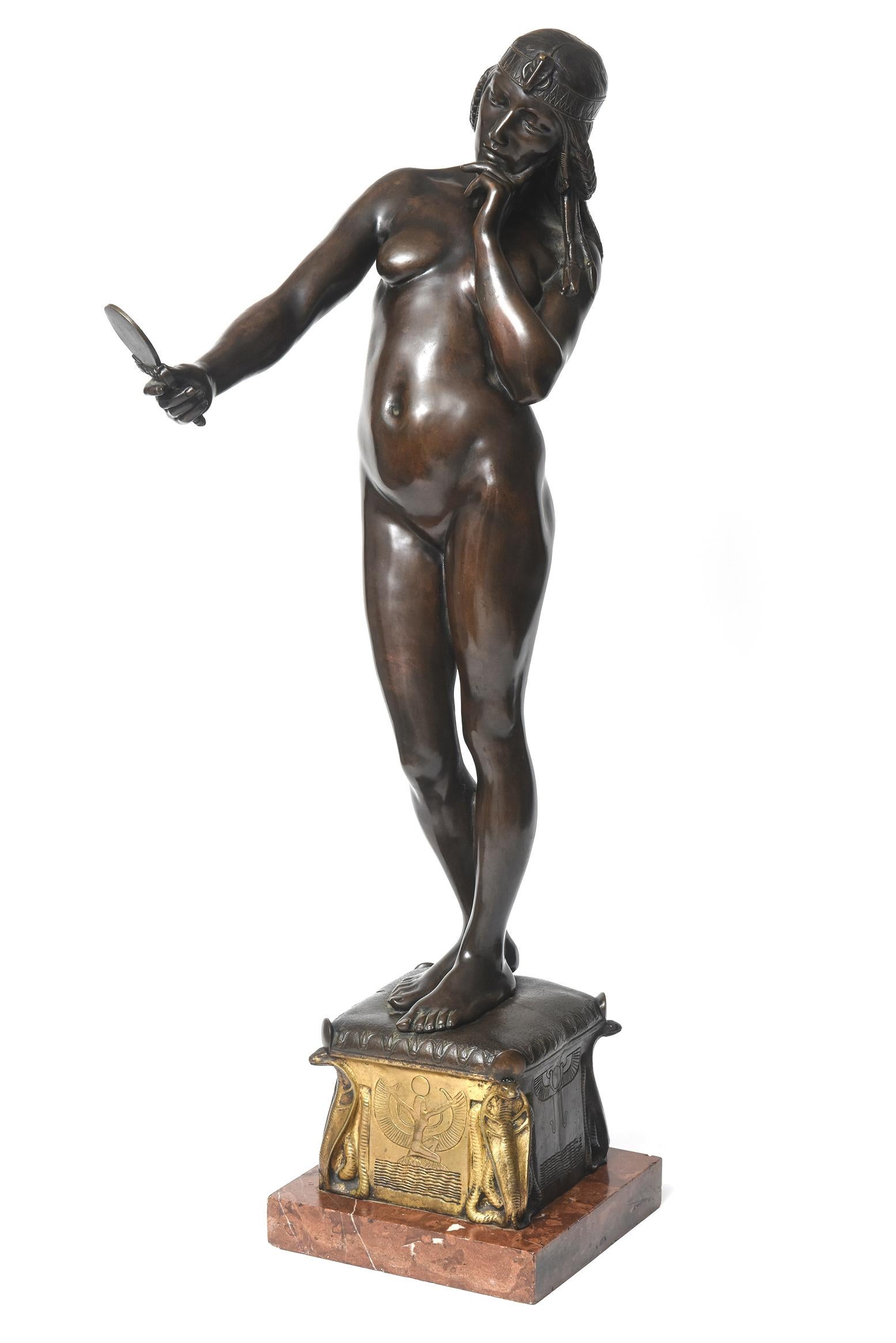 Large Egyptian Nude Woman Bronze Sculpture of Cleopatra by Michael Mörtl 3