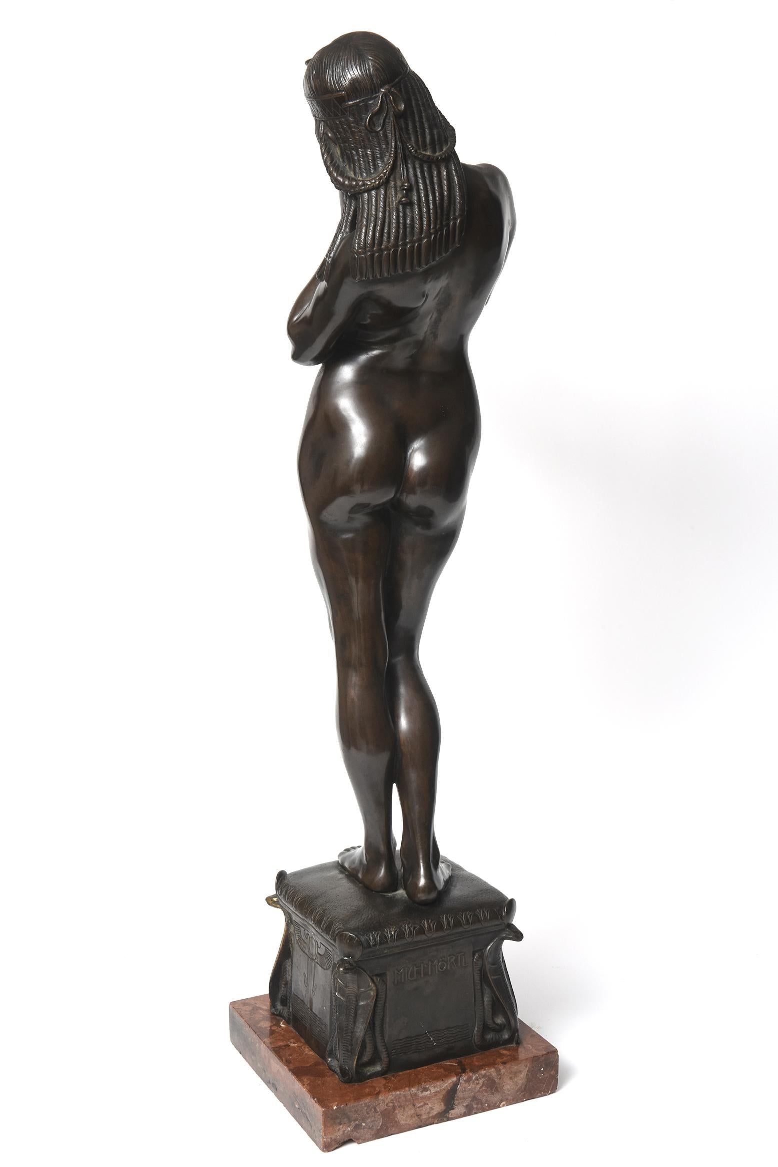 Austrian Large Egyptian Nude Woman Bronze Sculpture of Cleopatra by Michael Mörtl