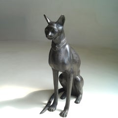 Gran escultura de gato de renacimiento egipcio, años 70