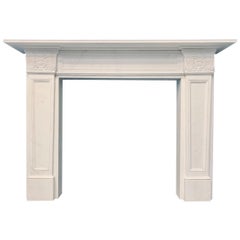 Large Egyptian Revival Manner Statuary Marble Fireplace Surround