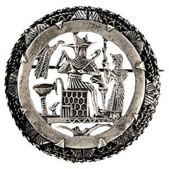 Large Egyptian Revival Silver Brooch