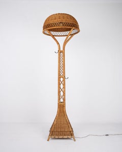 Large Eiffel style wicker floor lamp, made in Italy, 1960s