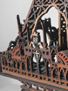 Large Eiffel Tower In Carved And Polychromed Wood - French Folk Art, Circa 1900