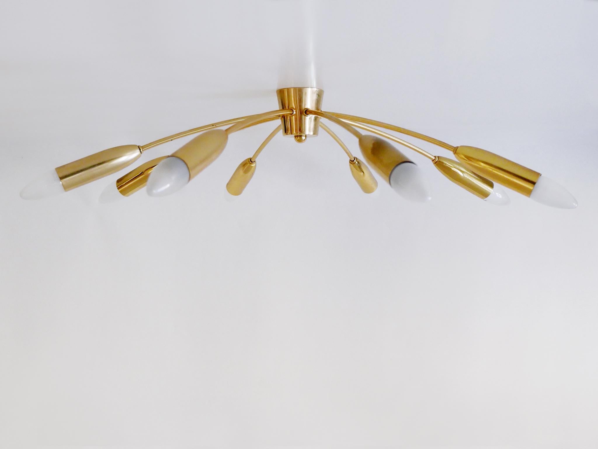 Grande lampadario o plafoniera Sputnik a otto braccia della metà del secolo scorso, Germania anni '70 in vendita 3