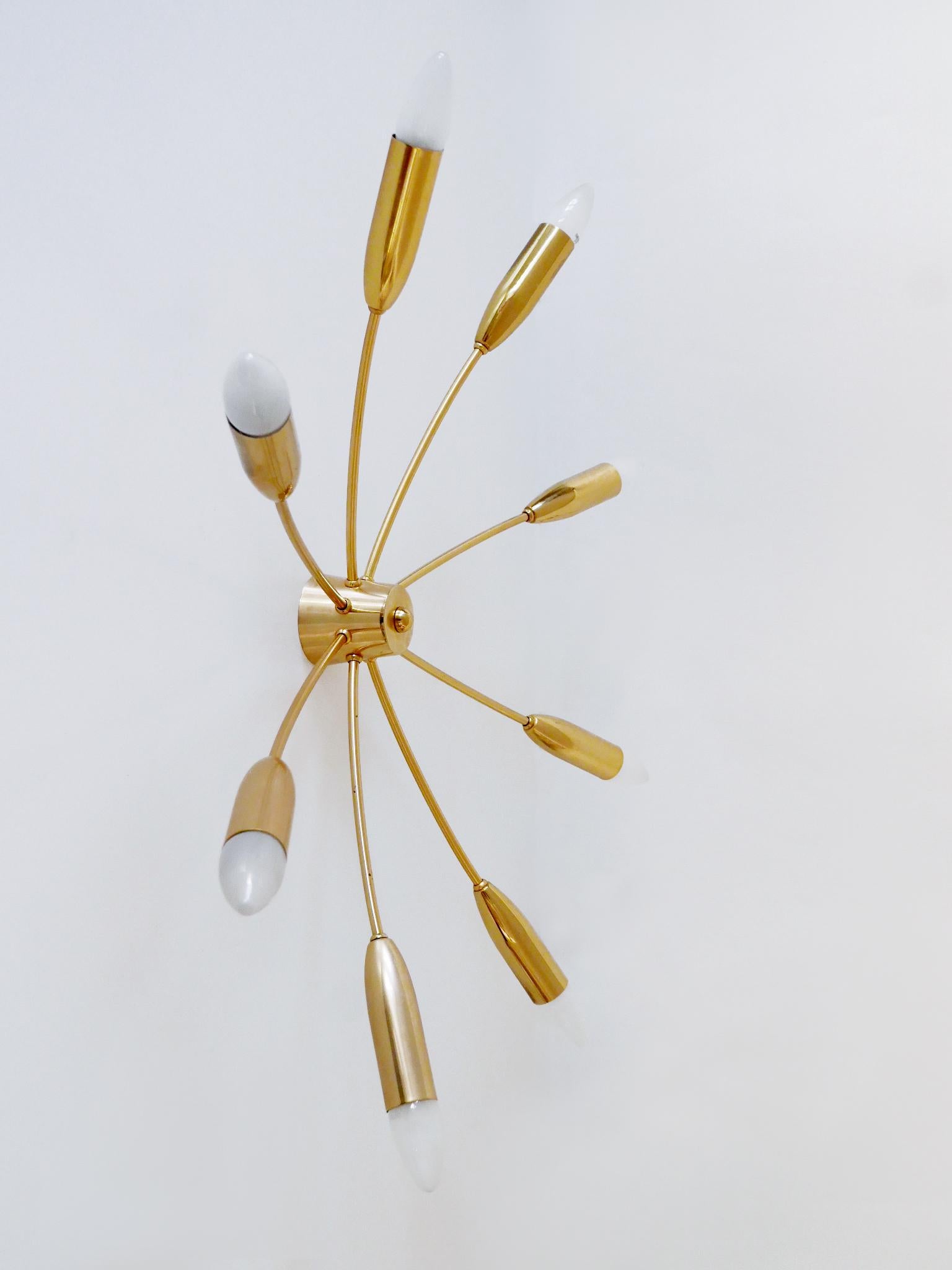Grande lampadario o plafoniera Sputnik a otto braccia della metà del secolo scorso, Germania anni '70 in vendita 4