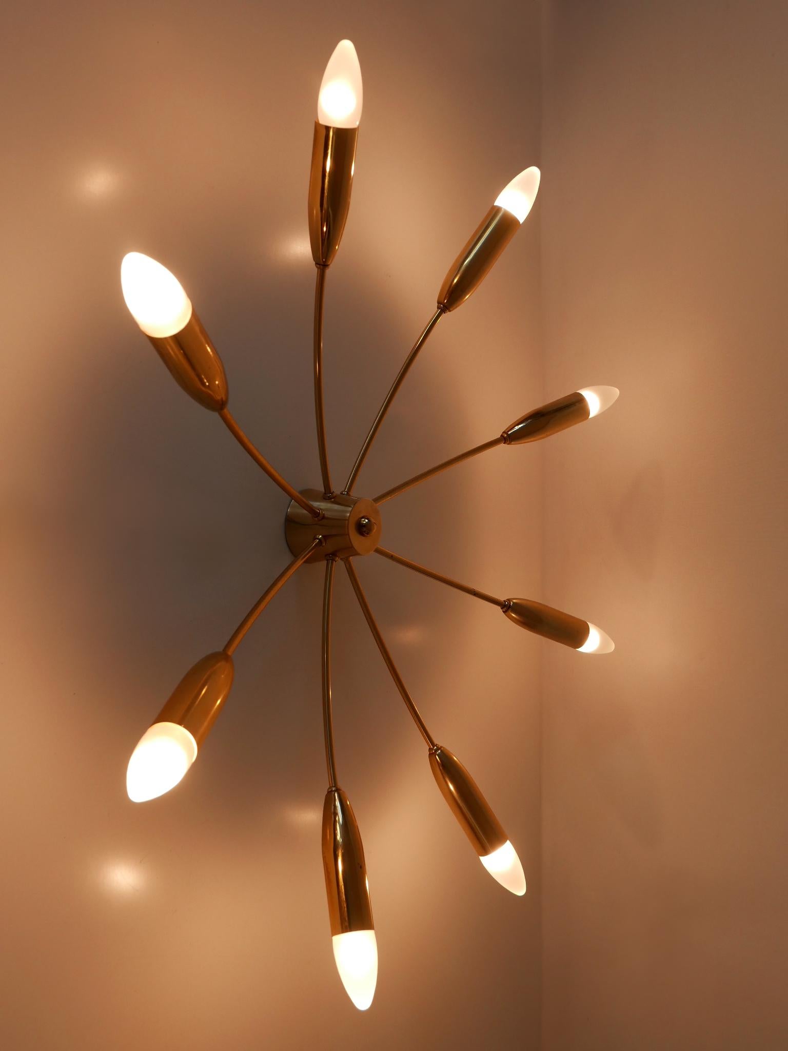Grande lampadario o plafoniera Sputnik a otto braccia della metà del secolo scorso, Germania anni '70 in vendita 5