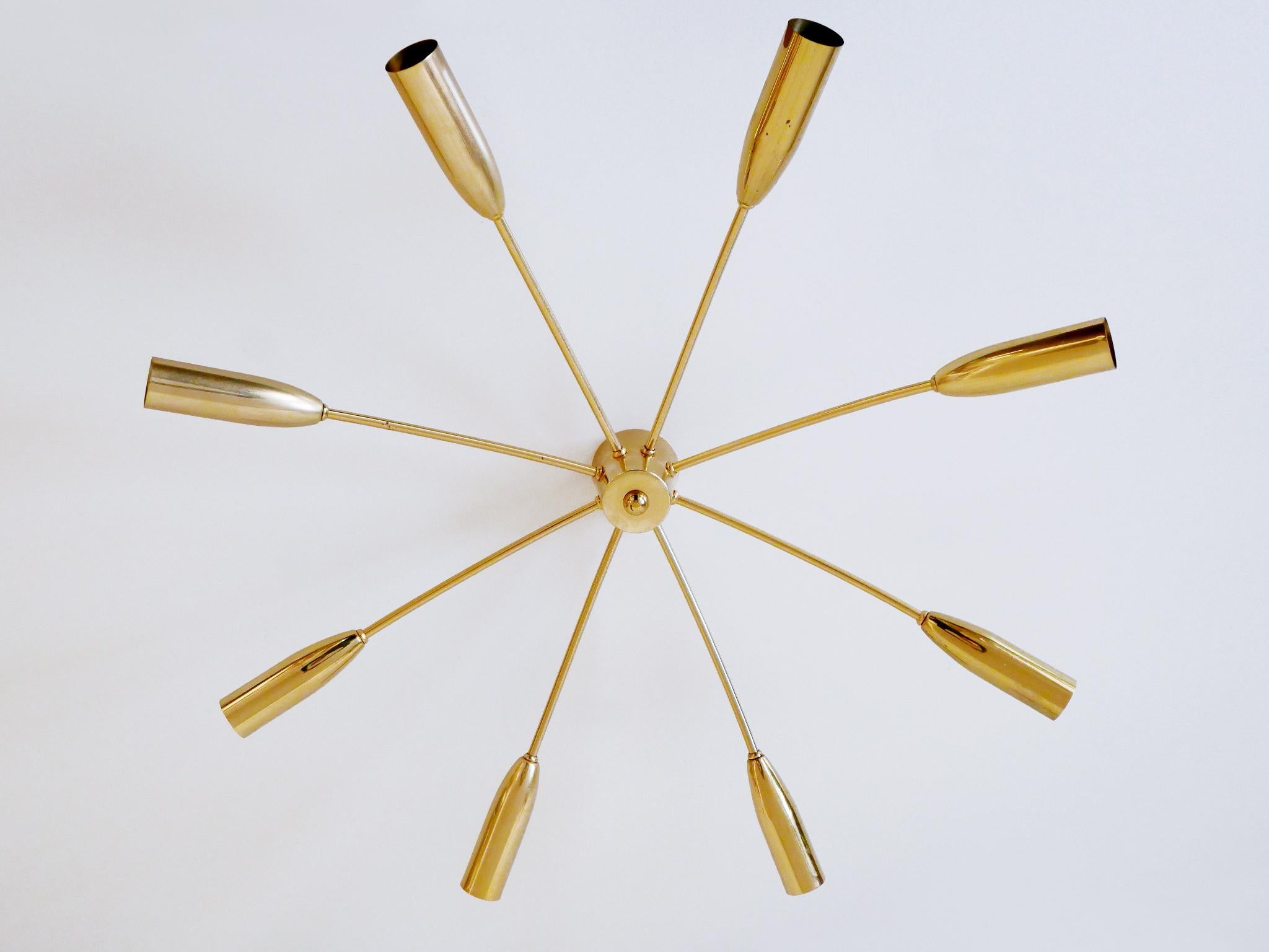 Grande lampadario o plafoniera Sputnik a otto braccia della metà del secolo scorso, Germania anni '70 in vendita 6
