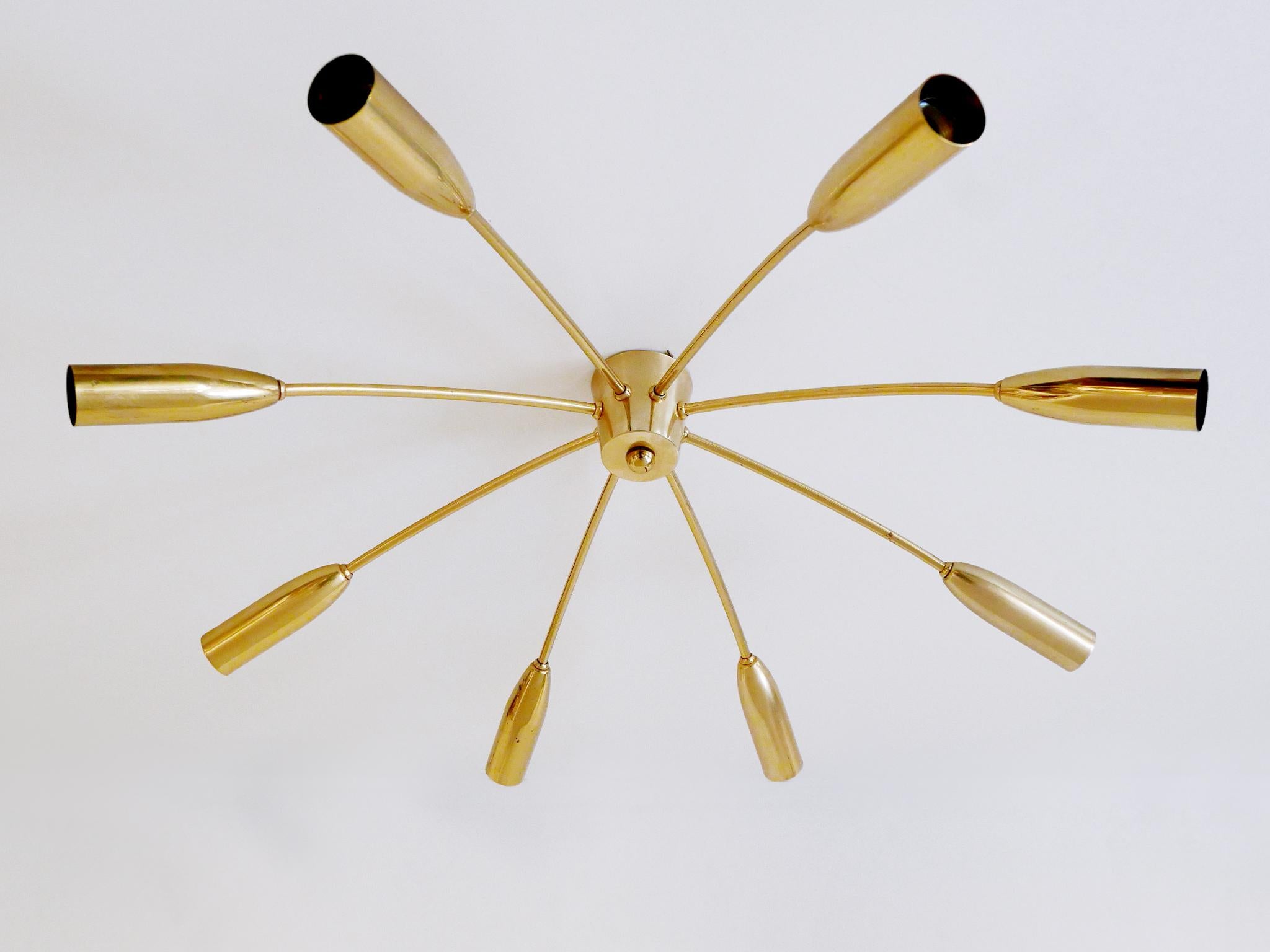 Grande lampadario o plafoniera Sputnik a otto braccia della metà del secolo scorso, Germania anni '70 in vendita 7