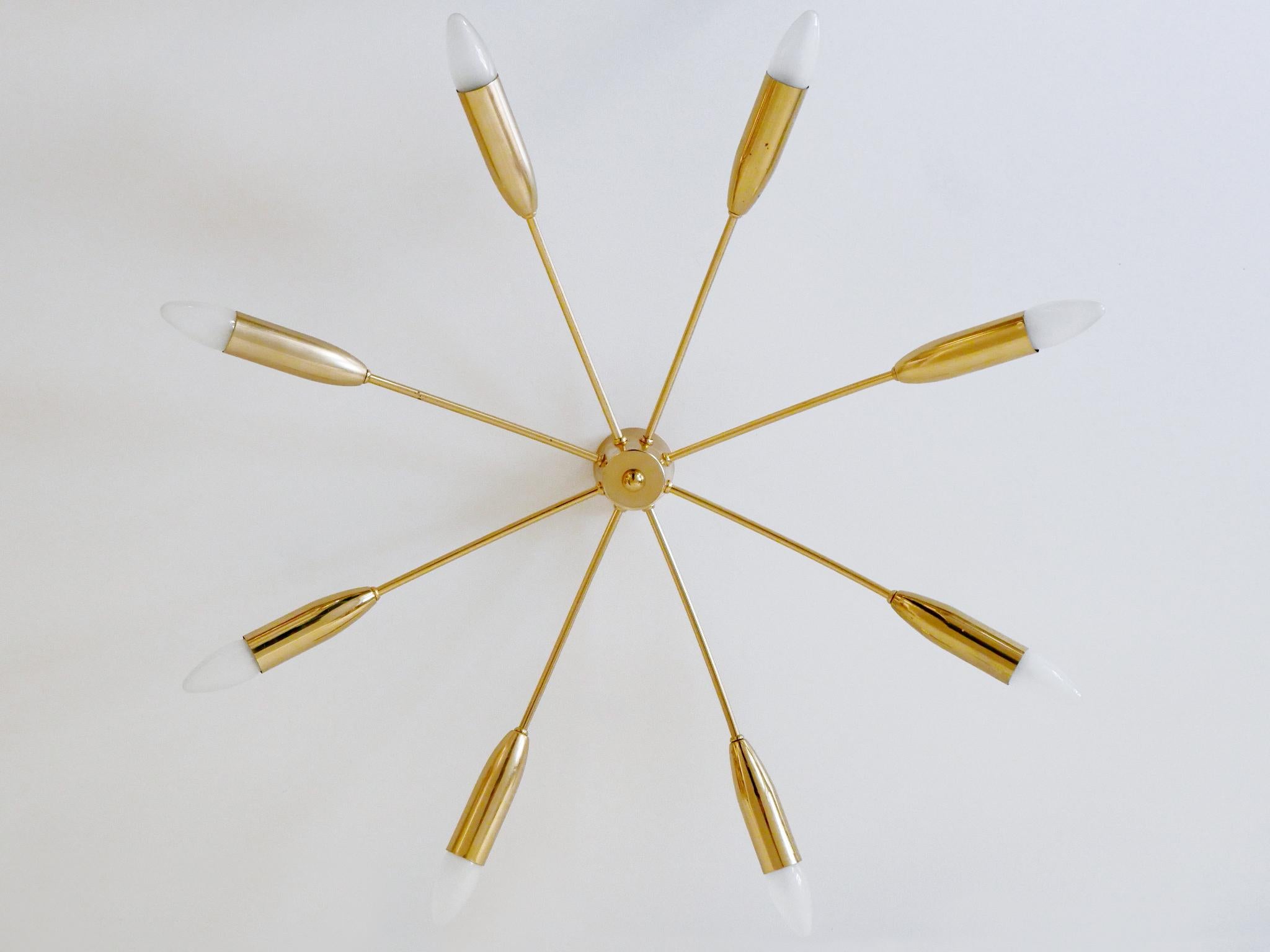 Mid-Century moderno Grande lampadario o plafoniera Sputnik a otto braccia della metà del secolo scorso, Germania anni '70 in vendita