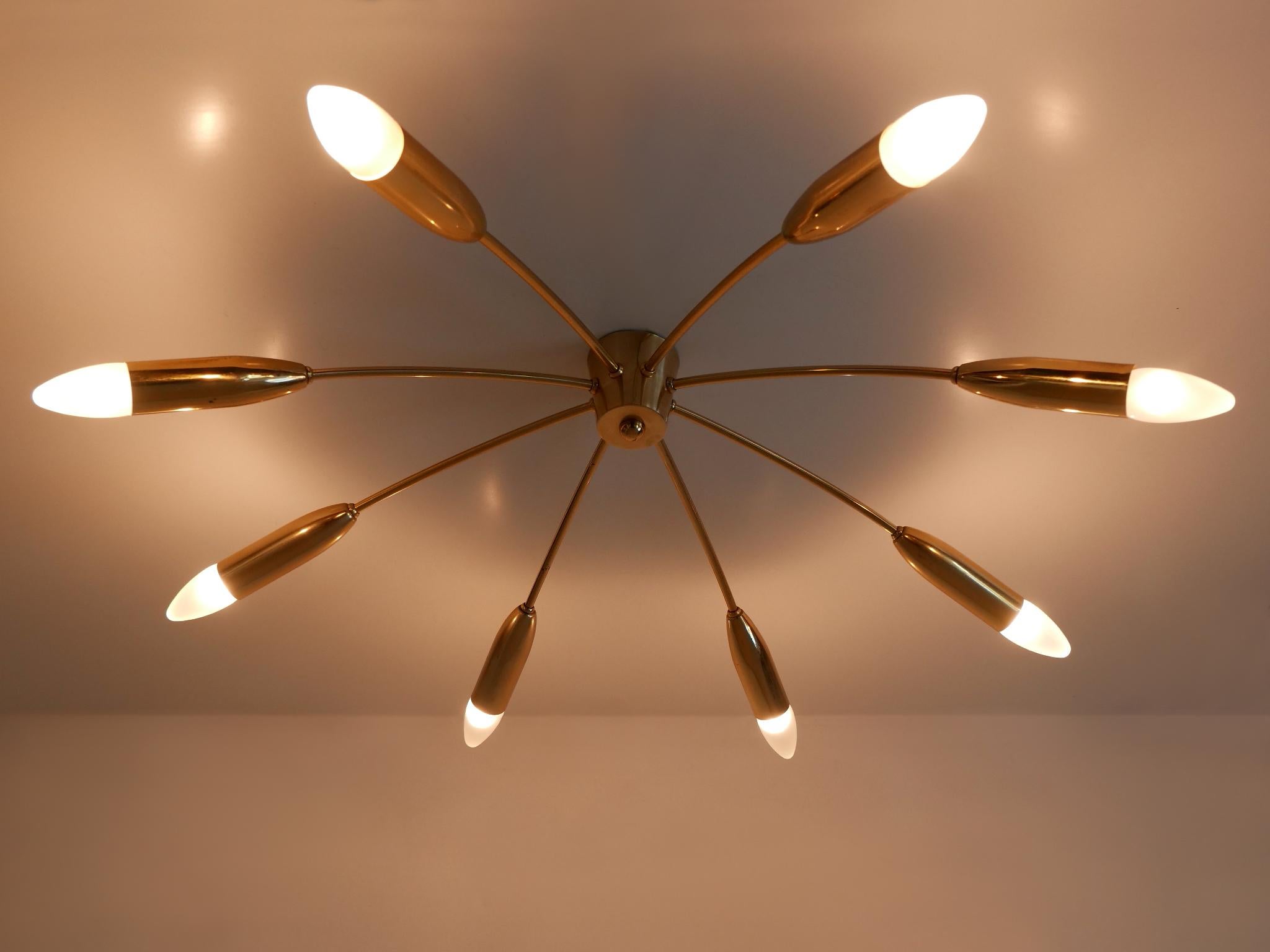Grande lampadario o plafoniera Sputnik a otto braccia della metà del secolo scorso, Germania anni '70 in vendita 1