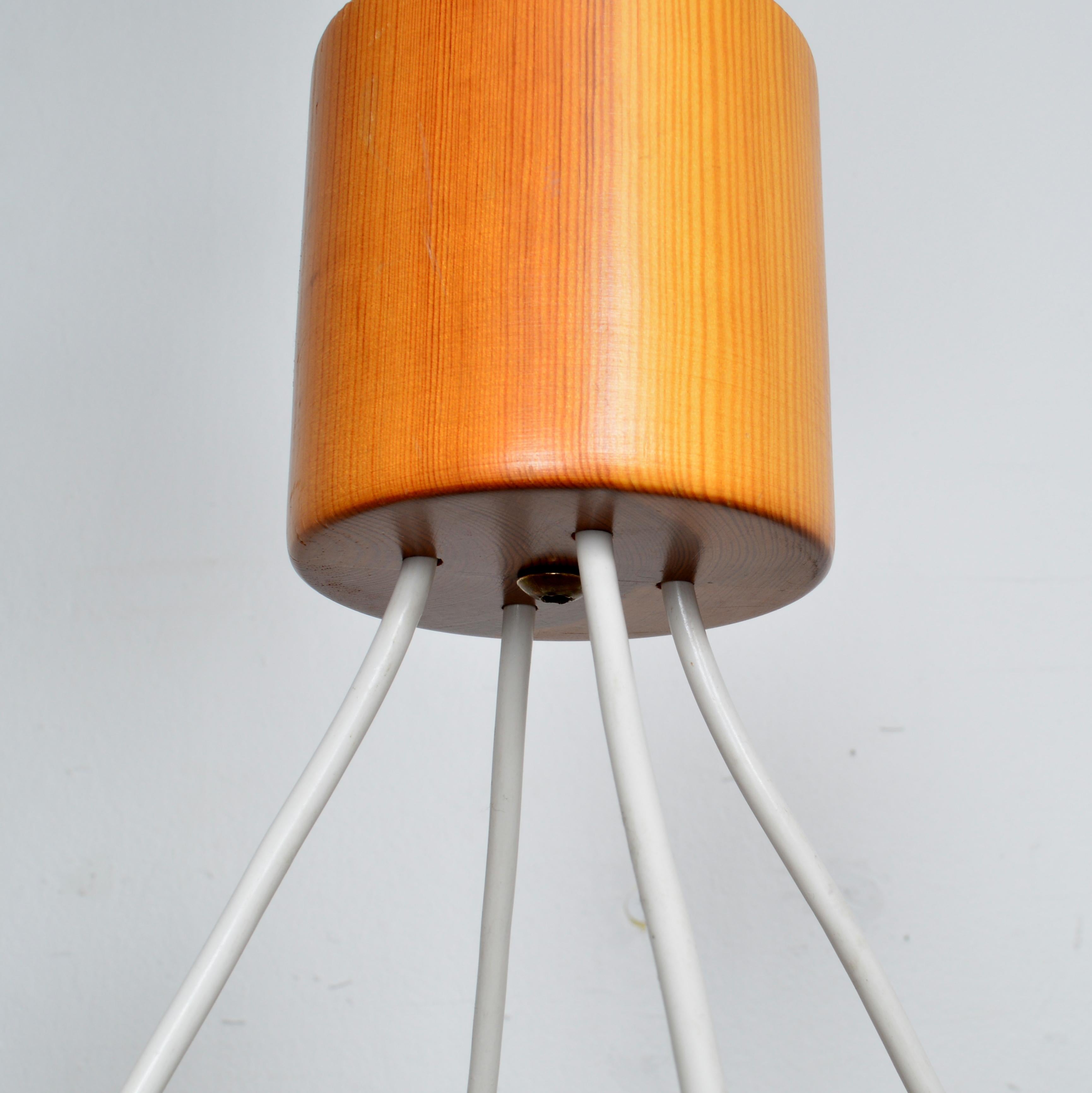 Large Eight Arms Solid Pine Chandelier with Glass Shades by Luxus Sweden, 1960s in vendita 7