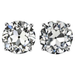 Large Eight Carats Each Lab CZ Diamond Sterling  Antique Style Ear Studs