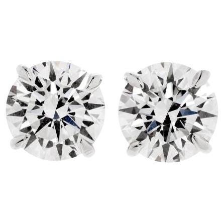 Large Eight Carats Each Lab CZ Diamond Sterling Modern Round Ear Studs For Sale