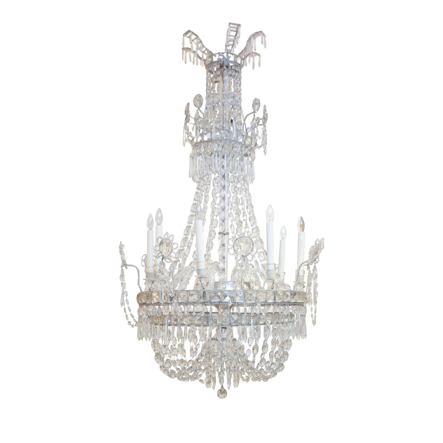 Large Eight-Light Crystal Chandelier 4