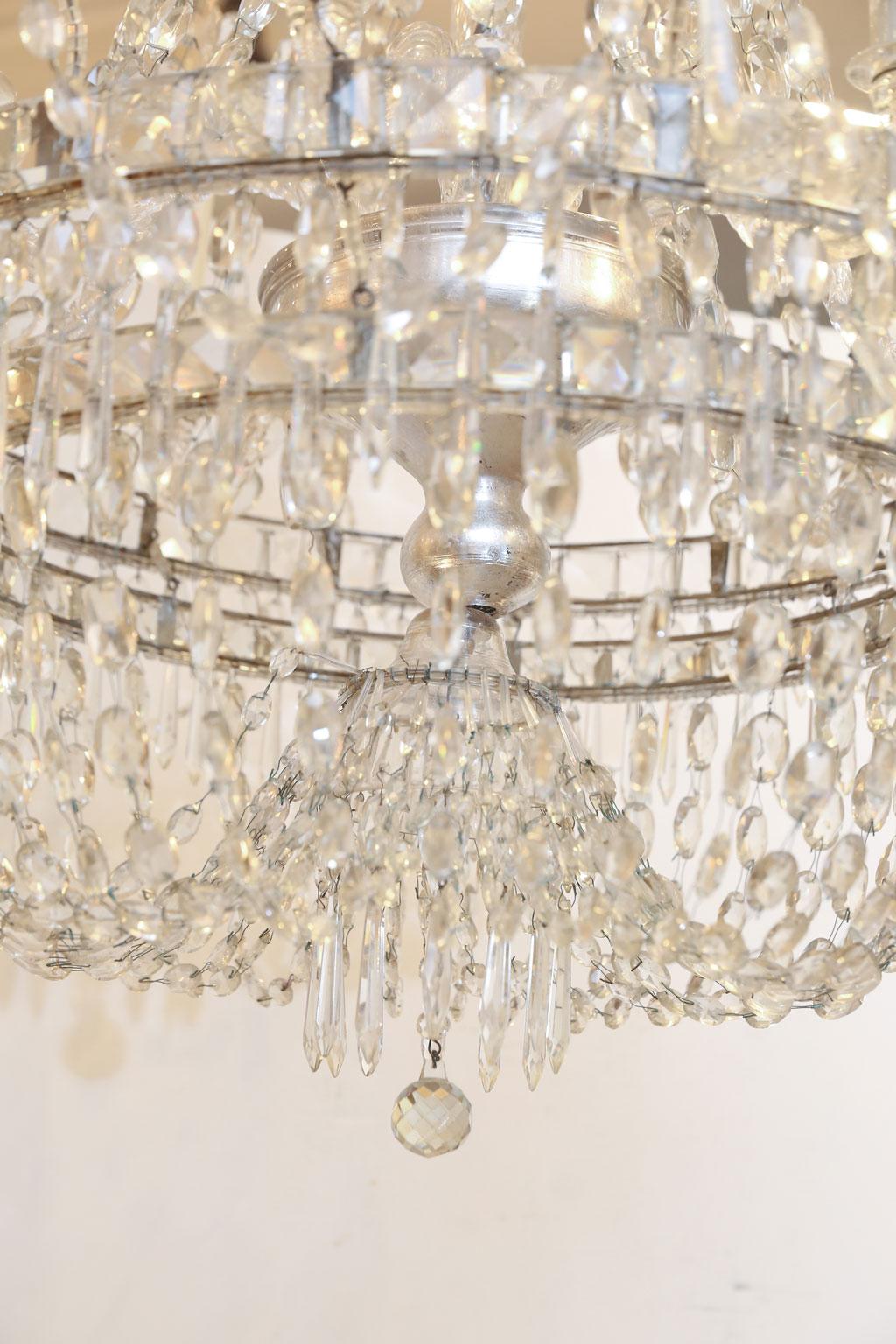 Neoclassical Large Eight-Light Crystal Chandelier