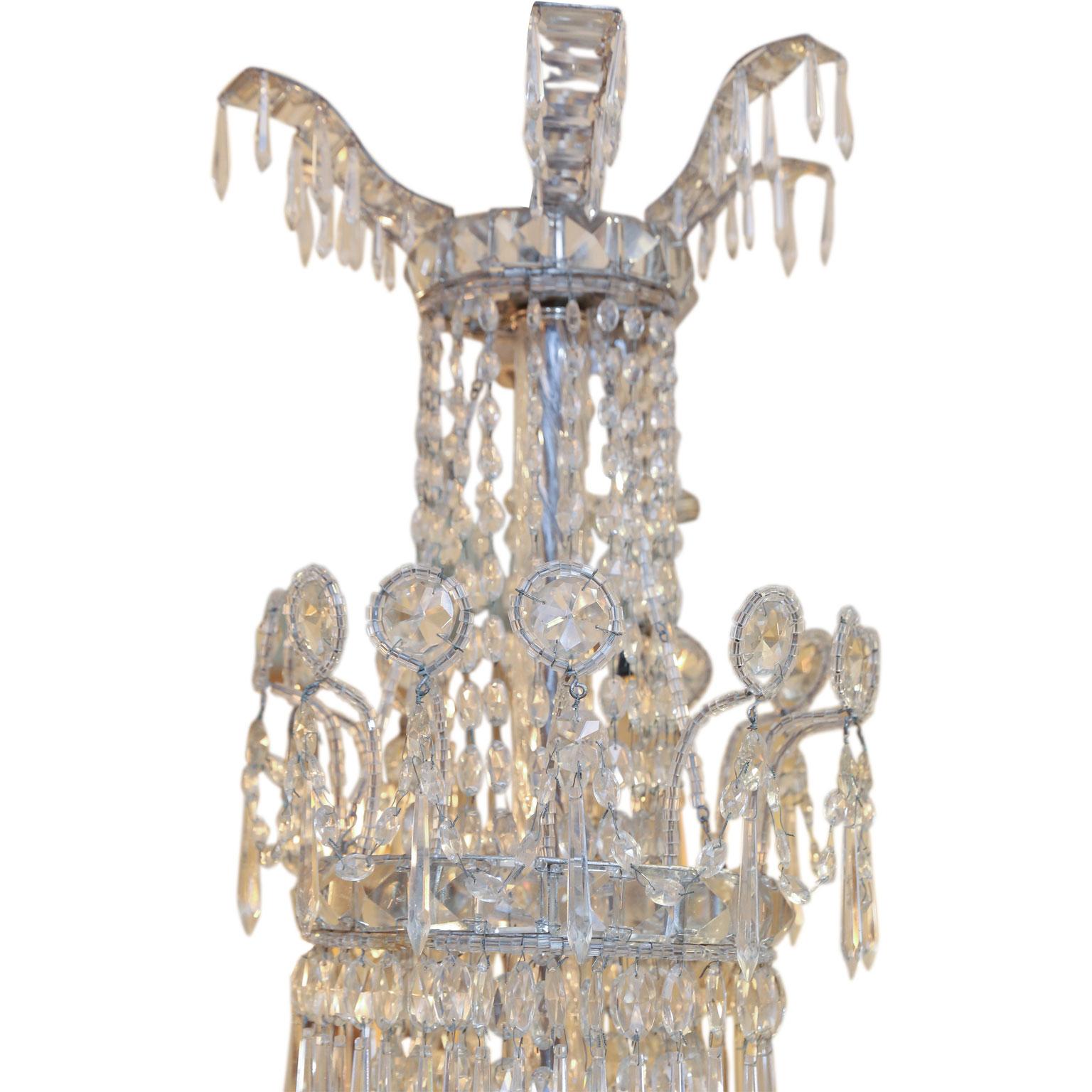 19th Century Large Eight-Light Crystal Chandelier
