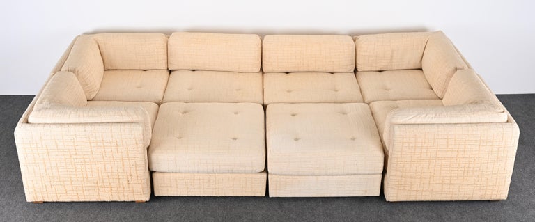 Mid-Century Modern Large Eight Piece Sectional Sofa by Selig, 1970s For Sale